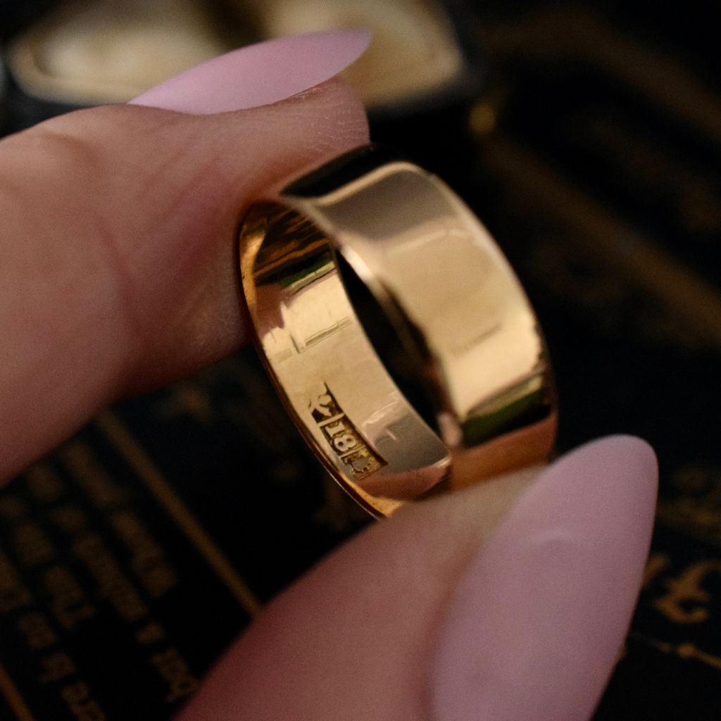 Antique Victorian Australian 18ct Yellow Gold Wide Ring Circa 1890