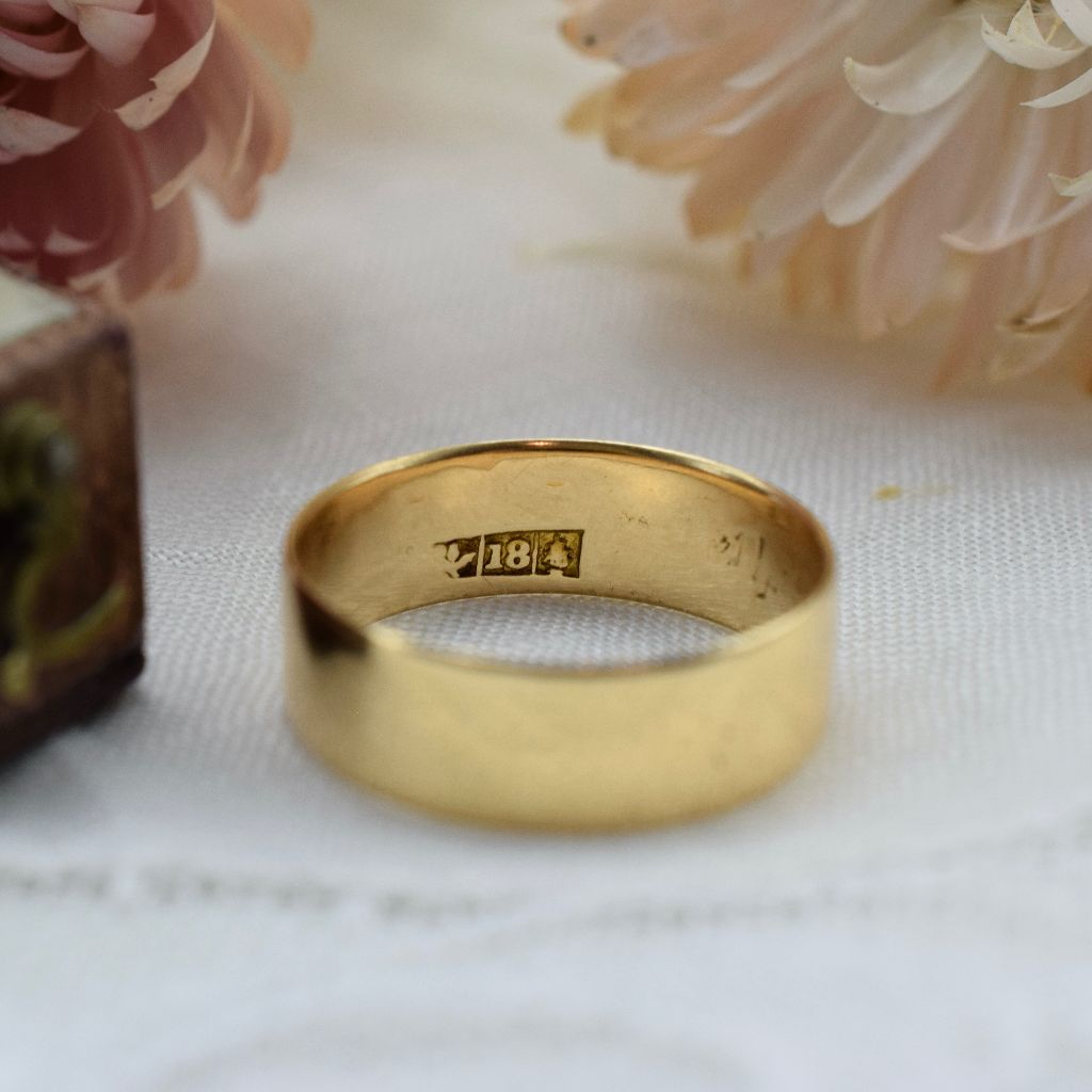 Antique Victorian Australian 18ct Yellow Gold Wide Ring Circa 1890