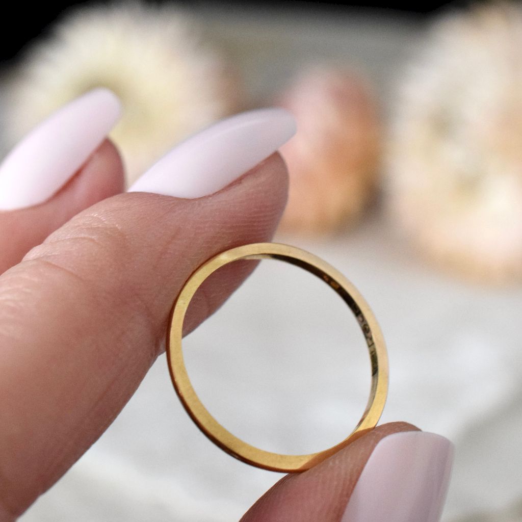 Vintage Australian 18ct Yellow Gold Slim Wedding Band/Ring by Rodd