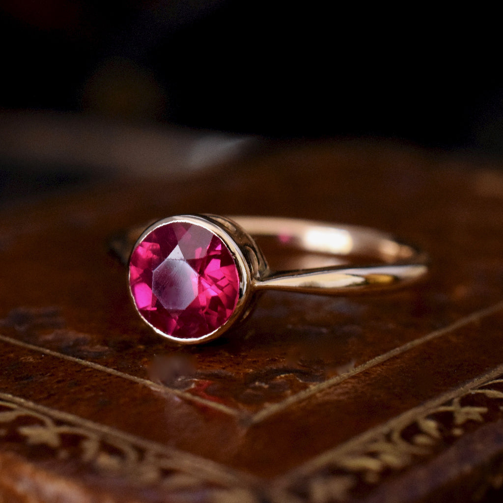 Antique 15ct Rose Gold Man Made Ruby Circa pre 1932