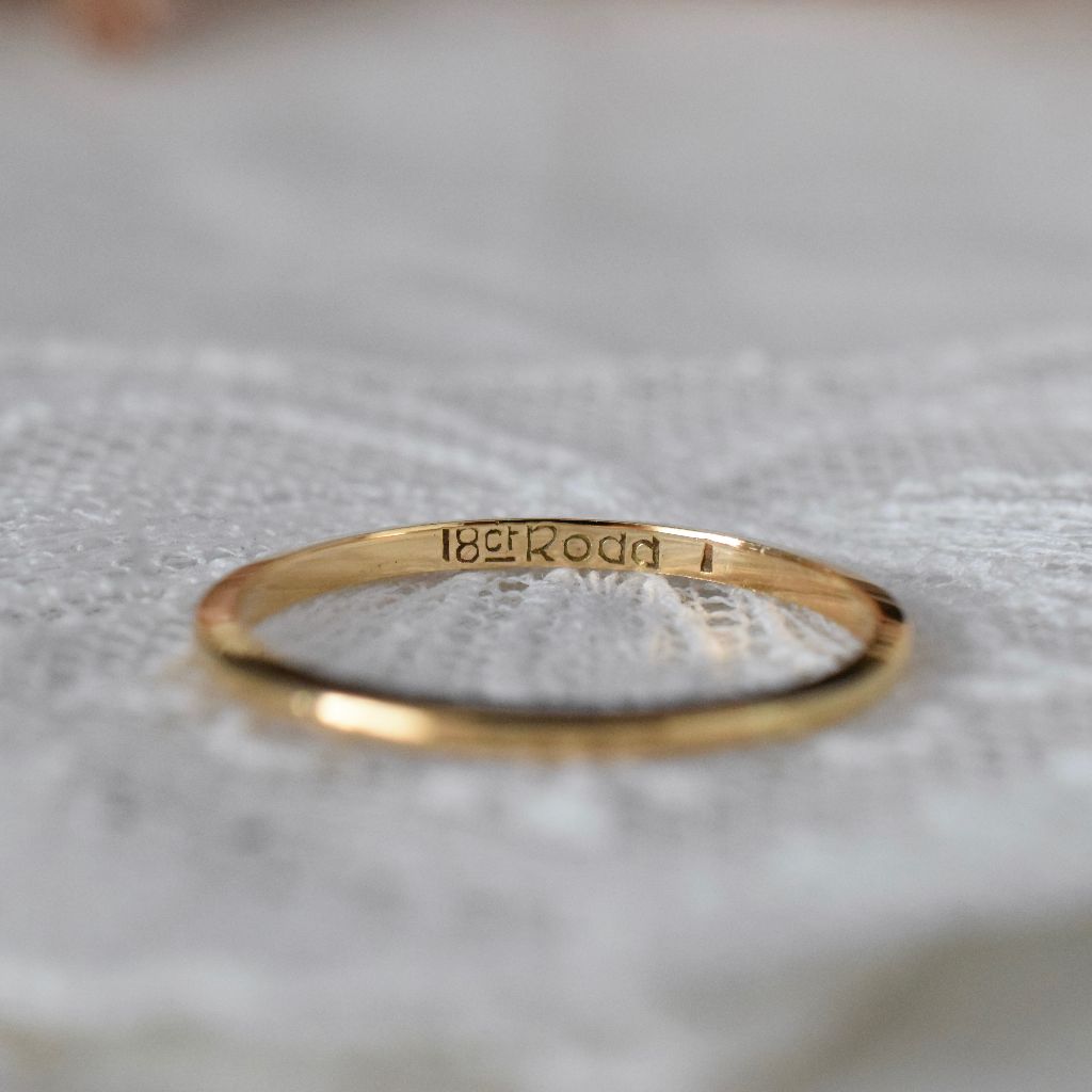 Vintage Australian 18ct Yellow Gold Slim Wedding Band/Ring by Rodd