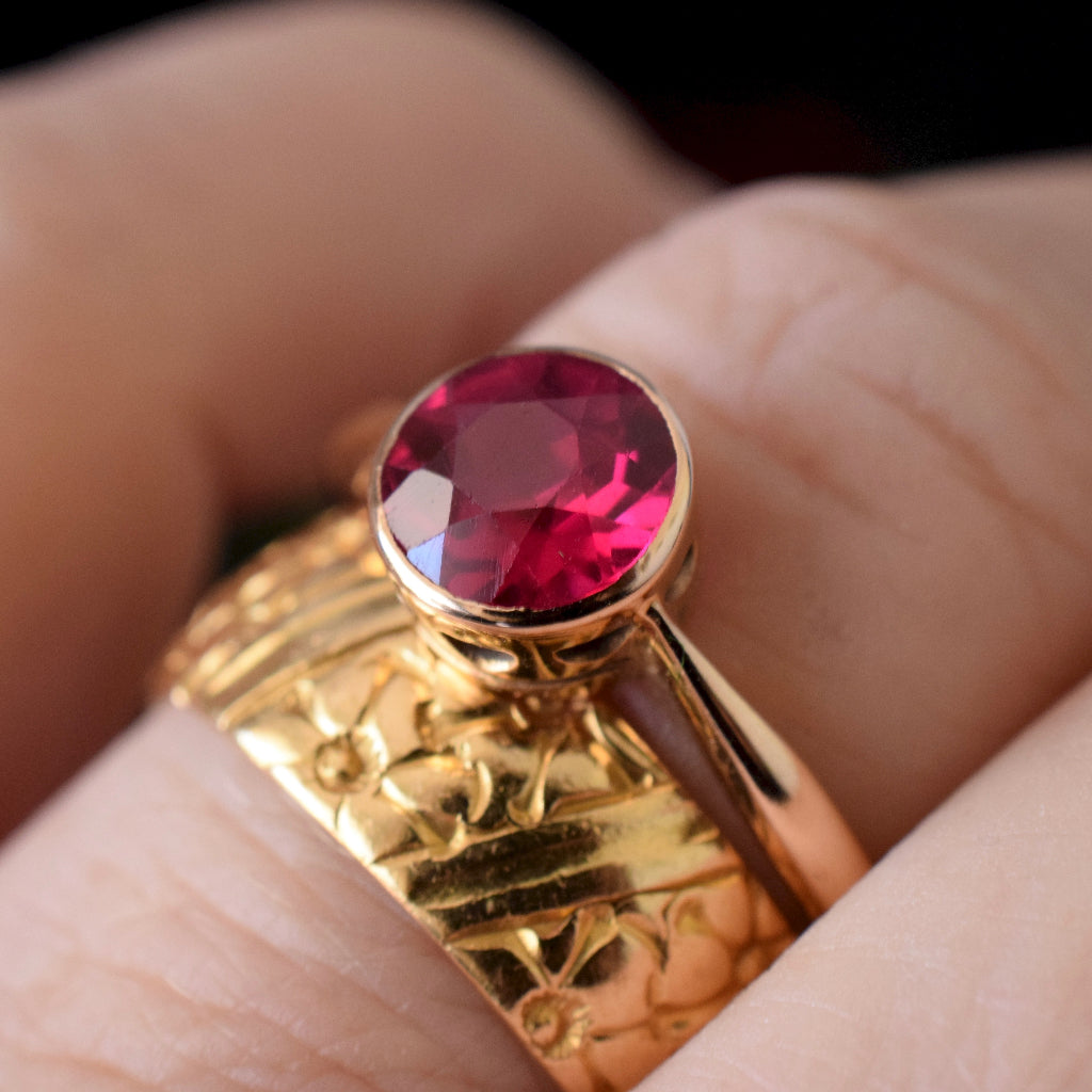 Antique 15ct Rose Gold Man Made Ruby Circa pre 1932