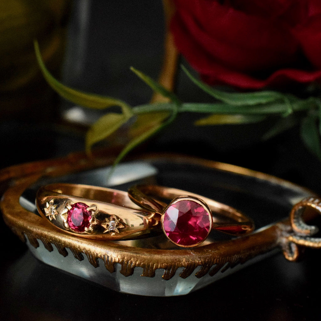 Antique 15ct Rose Gold Man Made Ruby Circa pre 1932