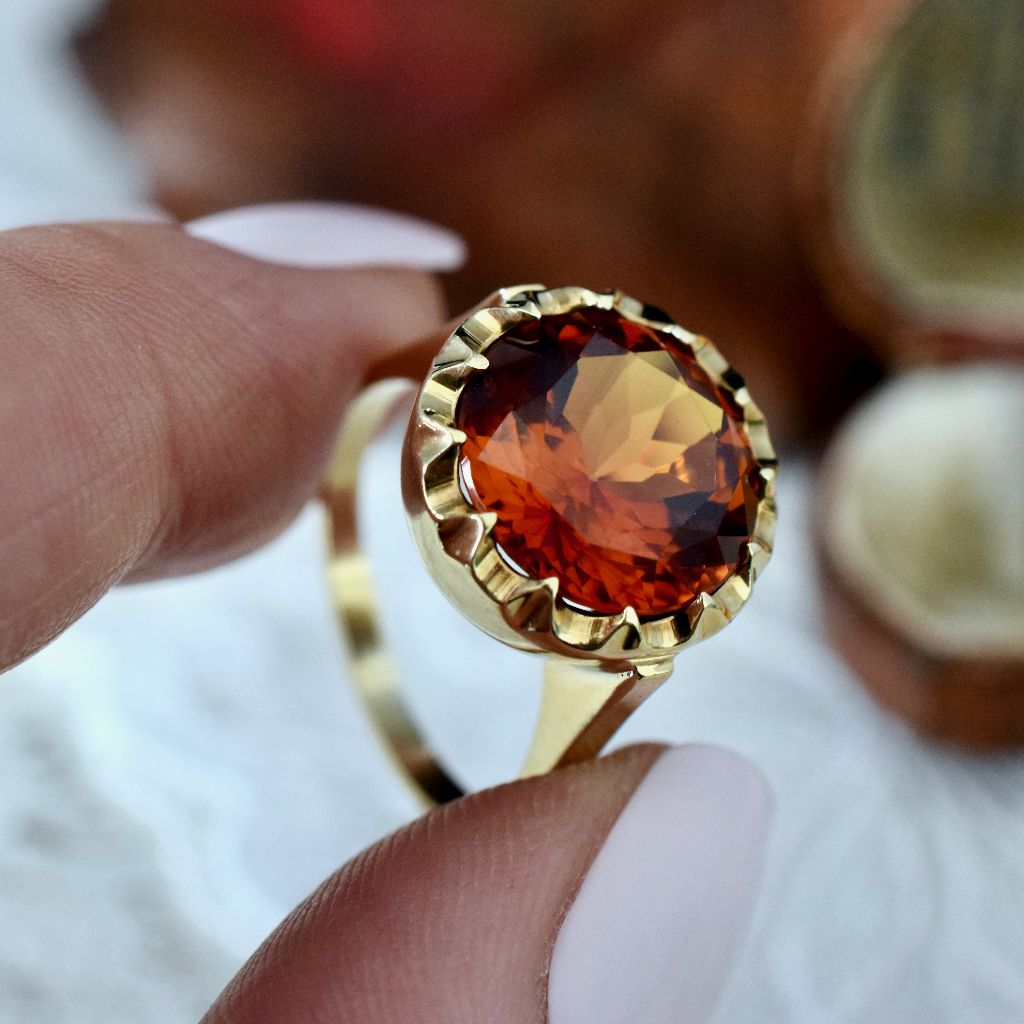 Vintage 18ct Yellow Gold Orange Sapphire Ring