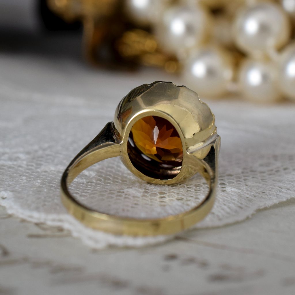 Vintage 18ct Yellow Gold Orange Sapphire Ring