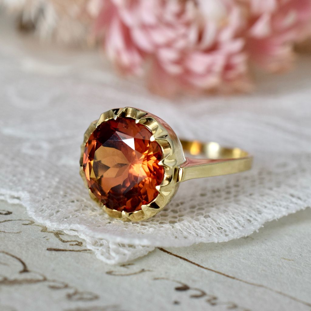 Vintage 18ct Yellow Gold Orange Sapphire Ring