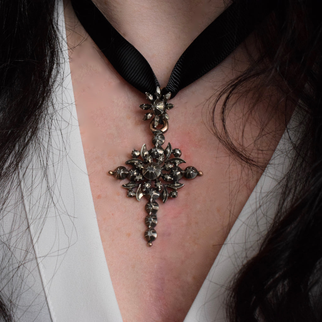 Antique Early Victorian Belgian ‘Flemish’ Diamond Cross Circa 1850
