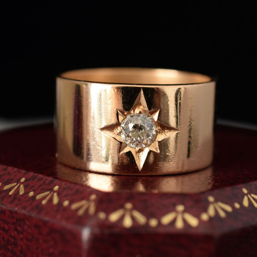 Antique Art Deco 18ct OMC Diamond Wide Cigar Band Circa 1920