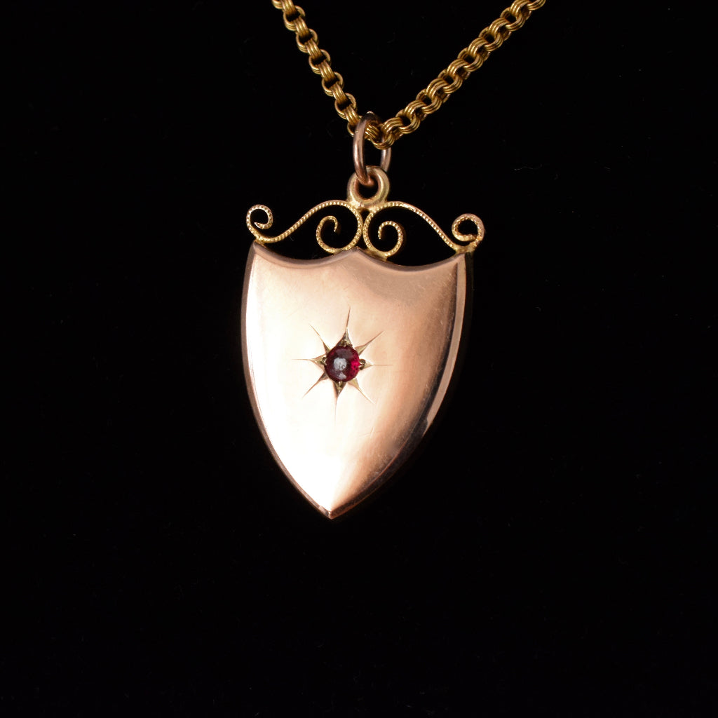 Antique 9ct Rose Gold ‘Willis & Sons’ Shield Pendant