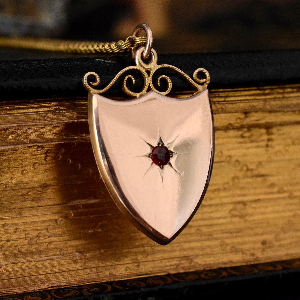 Antique 9ct Rose Gold ‘Willis & Sons’ Shield Pendant