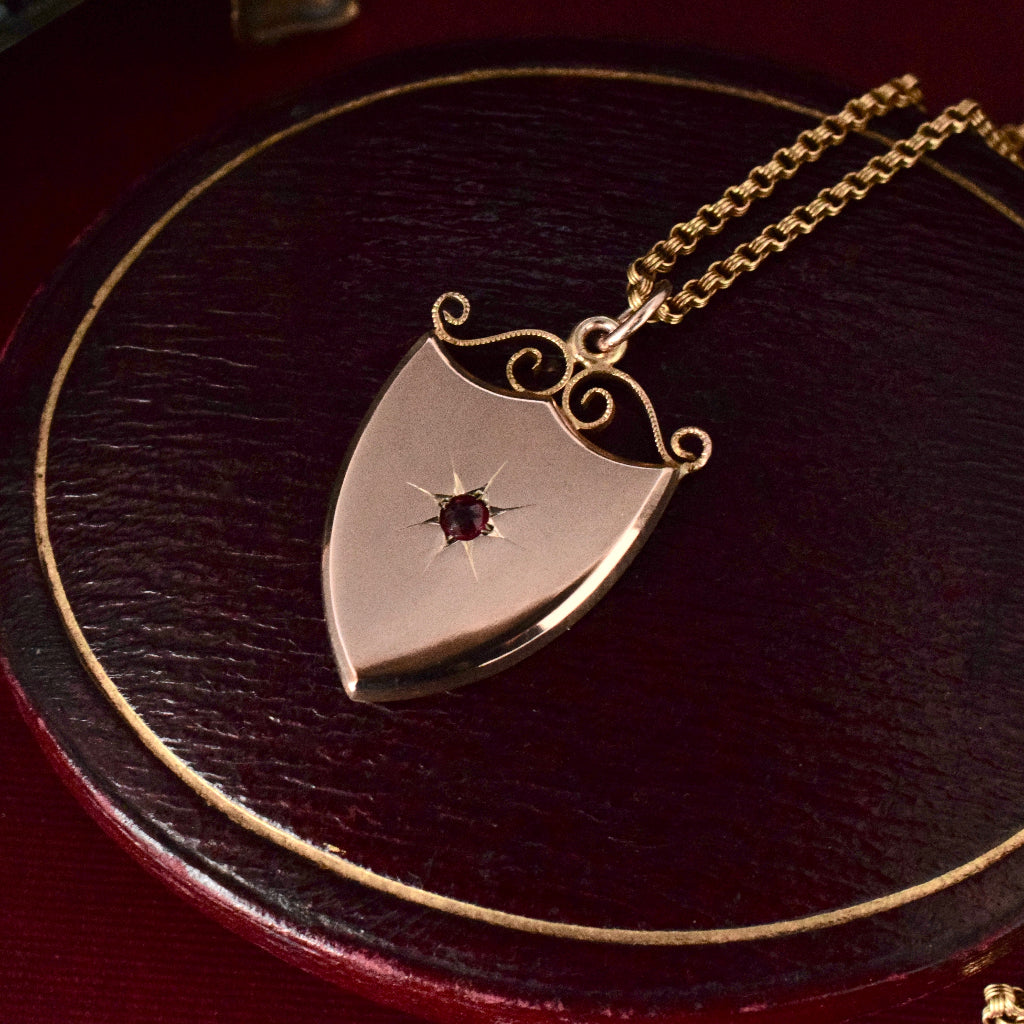 Antique 9ct Rose Gold ‘Willis & Sons’ Shield Pendant