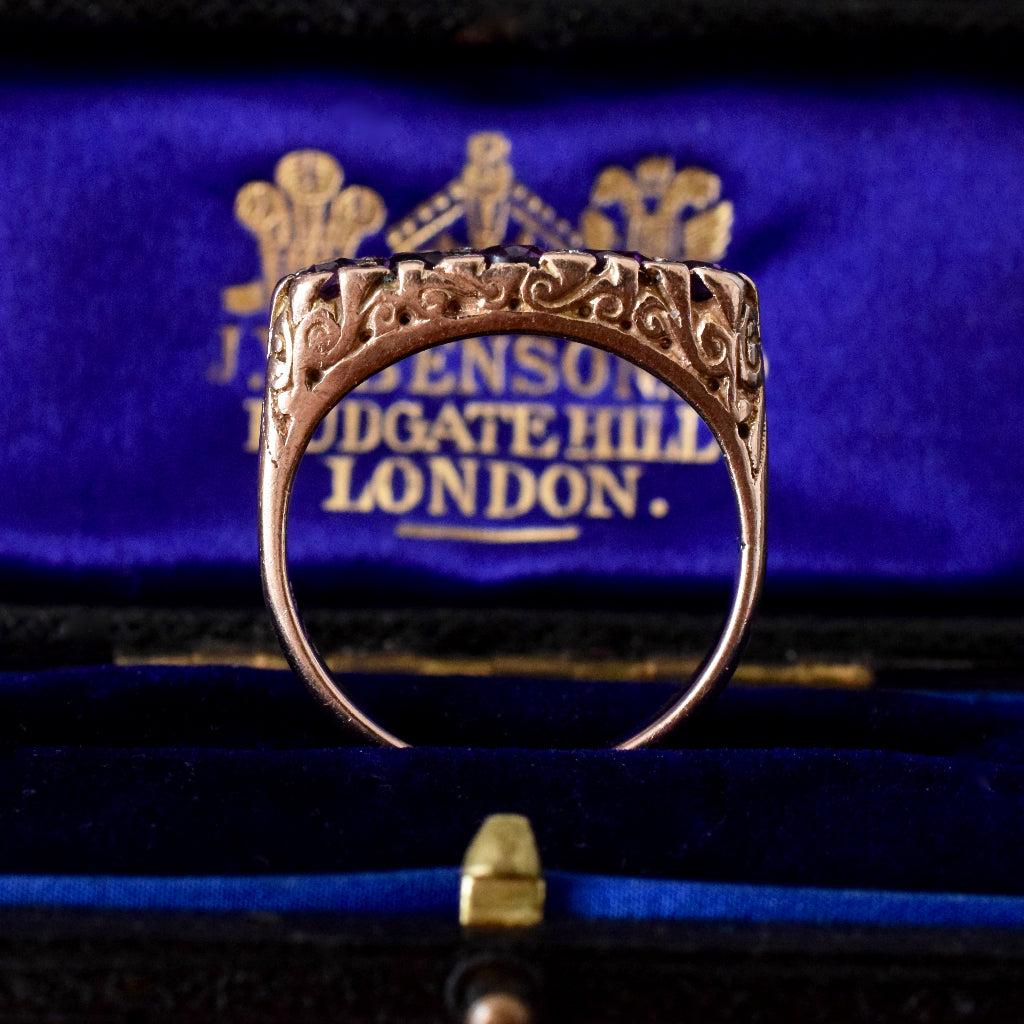 Vintage 9ct Rose Gold Amethyst And Diamond Five Stone Ring