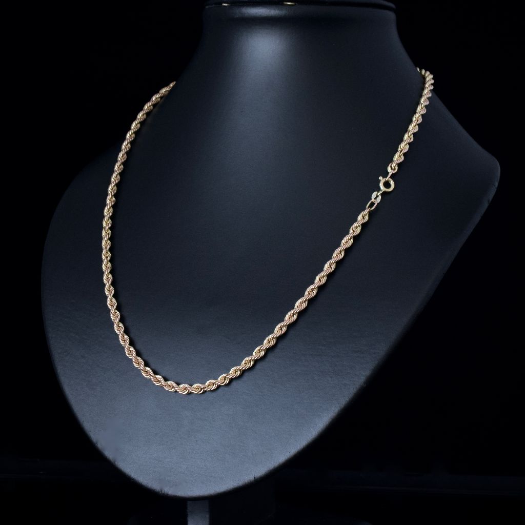 Vintage 9ct Yellow Gold ‘Rope Twist’ Italian Chain 50cm