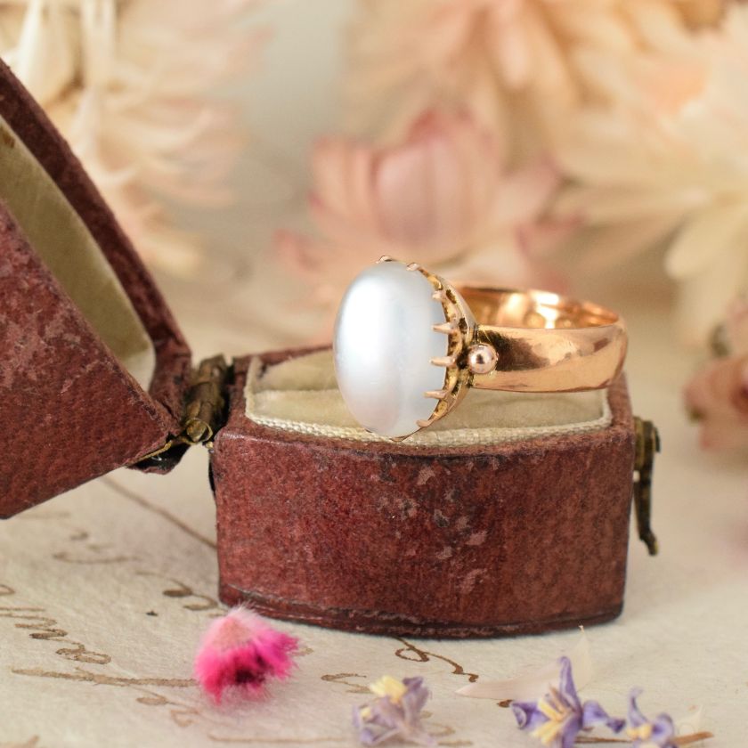 Incredible Antique Victorian 22ct Gold Moonstone Ring Hallmarked 1873