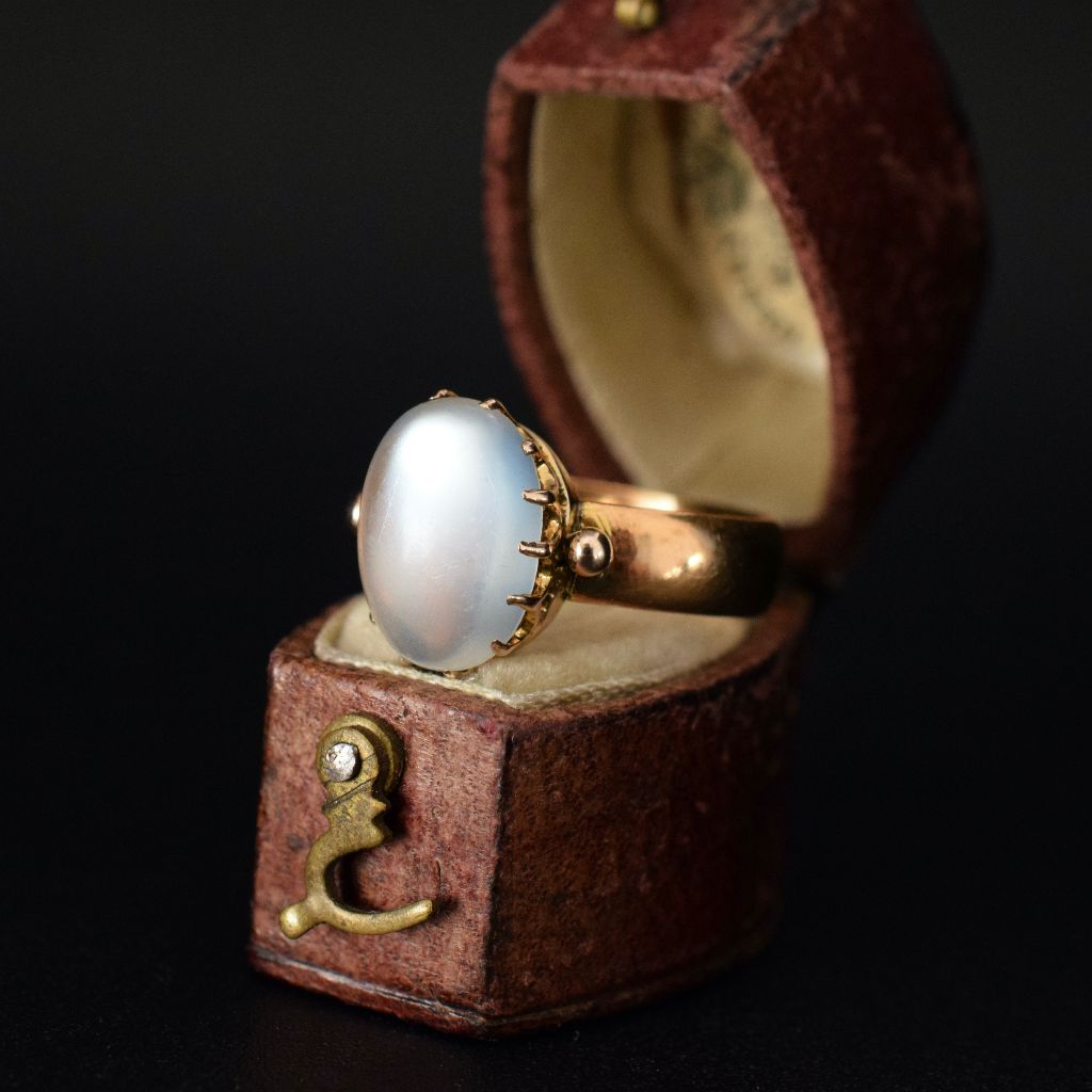 Incredible Antique Victorian 22ct Gold Moonstone Ring Hallmarked 1873