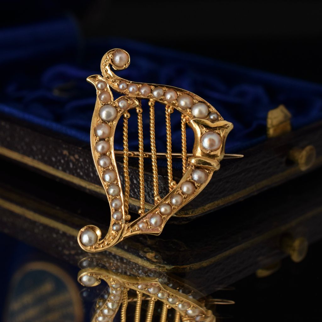 Antique Australian 18ct Yellow Gold ‘Irish Harp’ Brooch Circa 1910