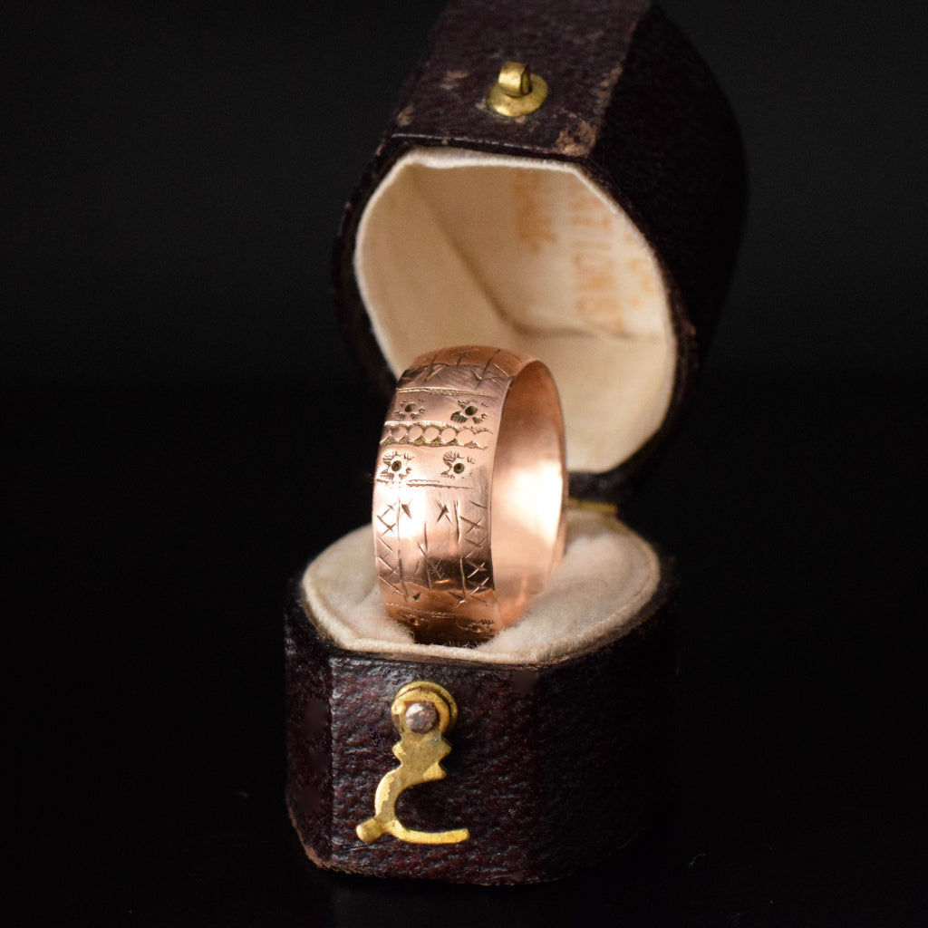 Antique 9ct Rose Gold Wide Wedder/ Band Dated 1892