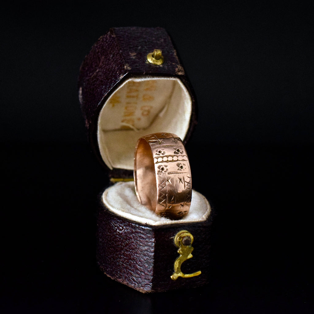 Antique 9ct Rose Gold Wide Wedder/ Band Dated 1892