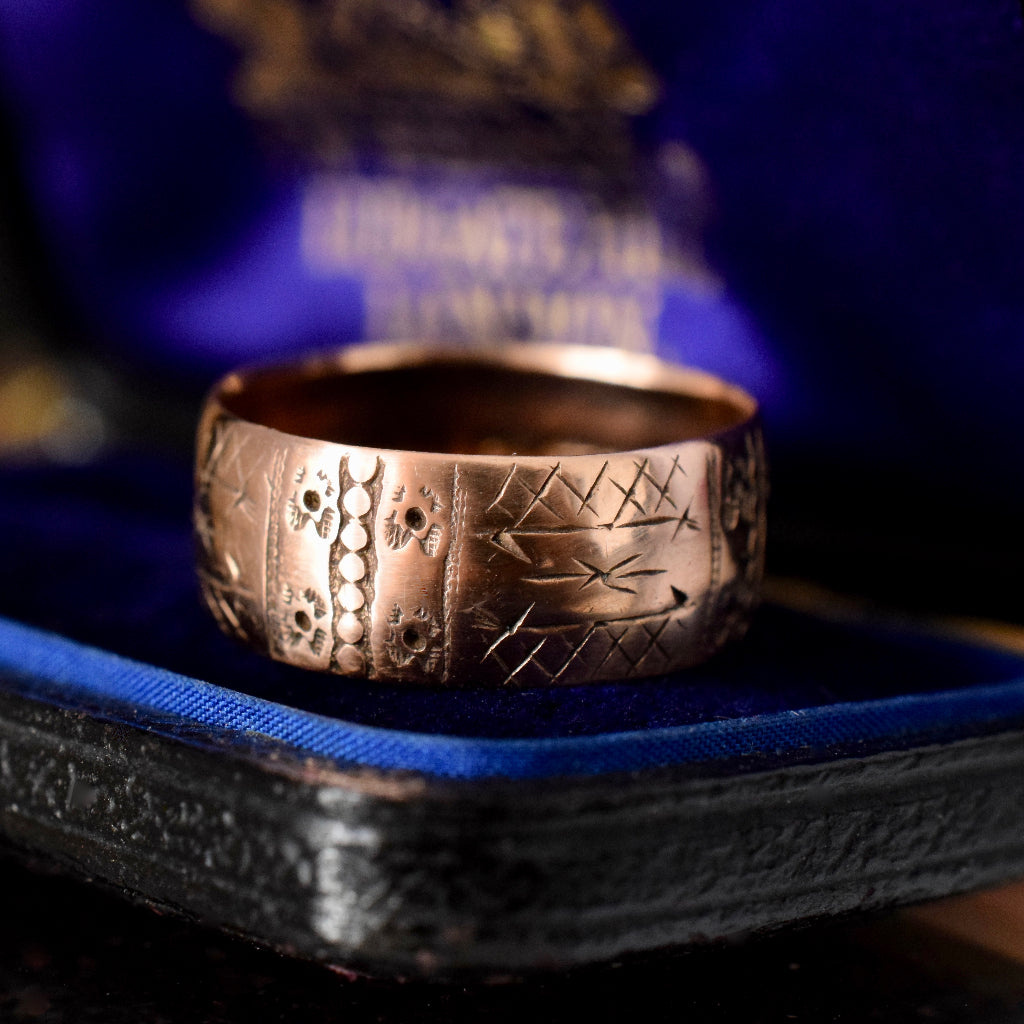 Antique 9ct Rose Gold Wide Wedder/ Band Dated 1892