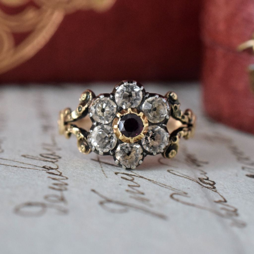 Georgian 18ct Yellow Gold ‘Daisy’ Cluster Paste Ring Circa 1820