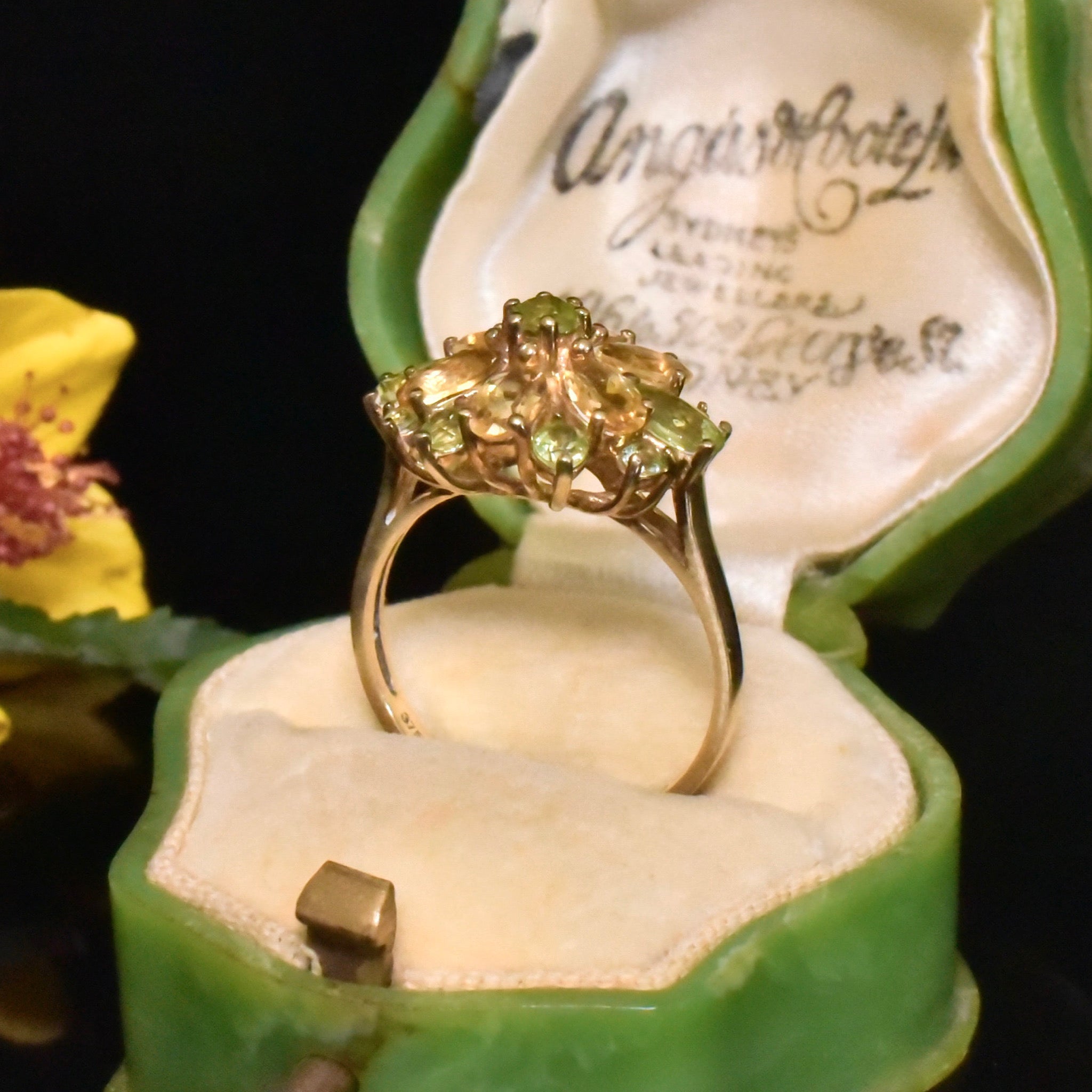 Contemporary 9ct Yellow Gold Peridot And Citrine Ring - Birmingham 2007