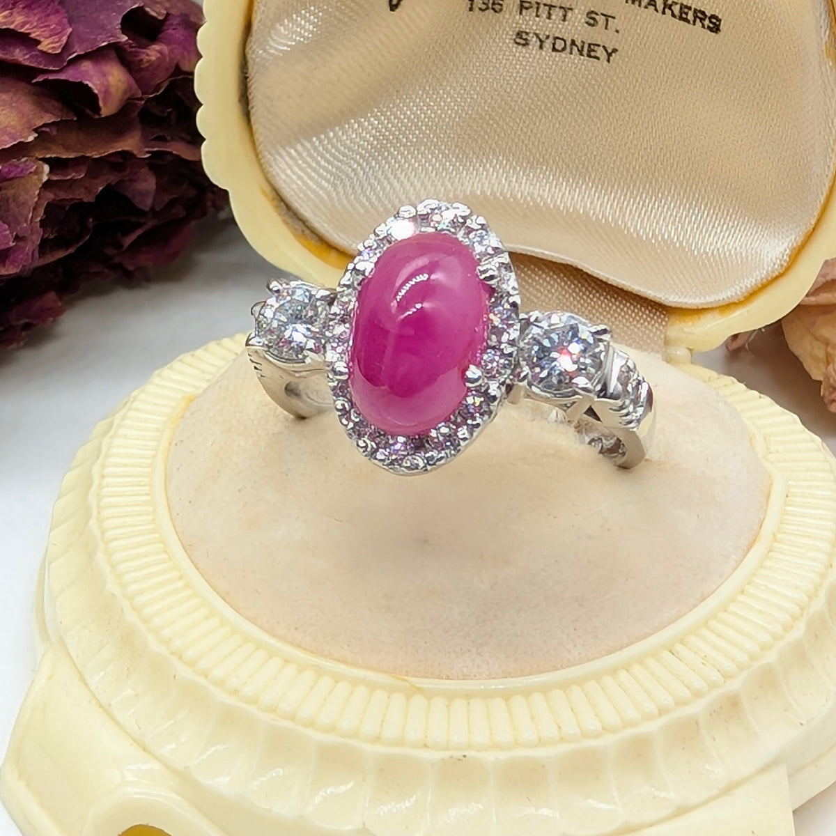 Superb 18ct White Gold Ruby And Diamond Ring Valuation Included In Purchase For $12,030 AUD