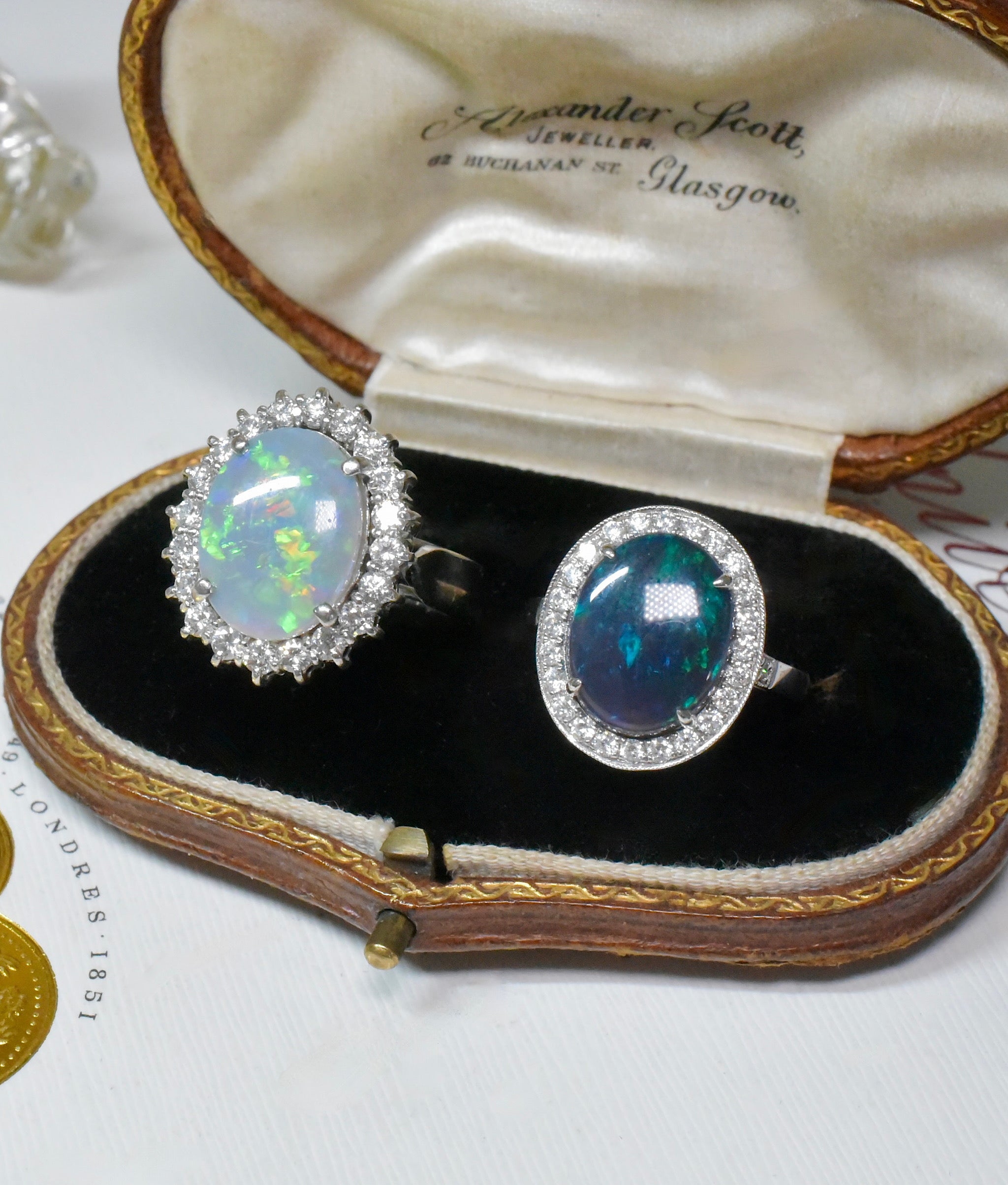 Contemporary 18ct White Gold Solid Dark Opal And Diamond Ring Independent Valuation Included In Purchase For $14,500 AUD