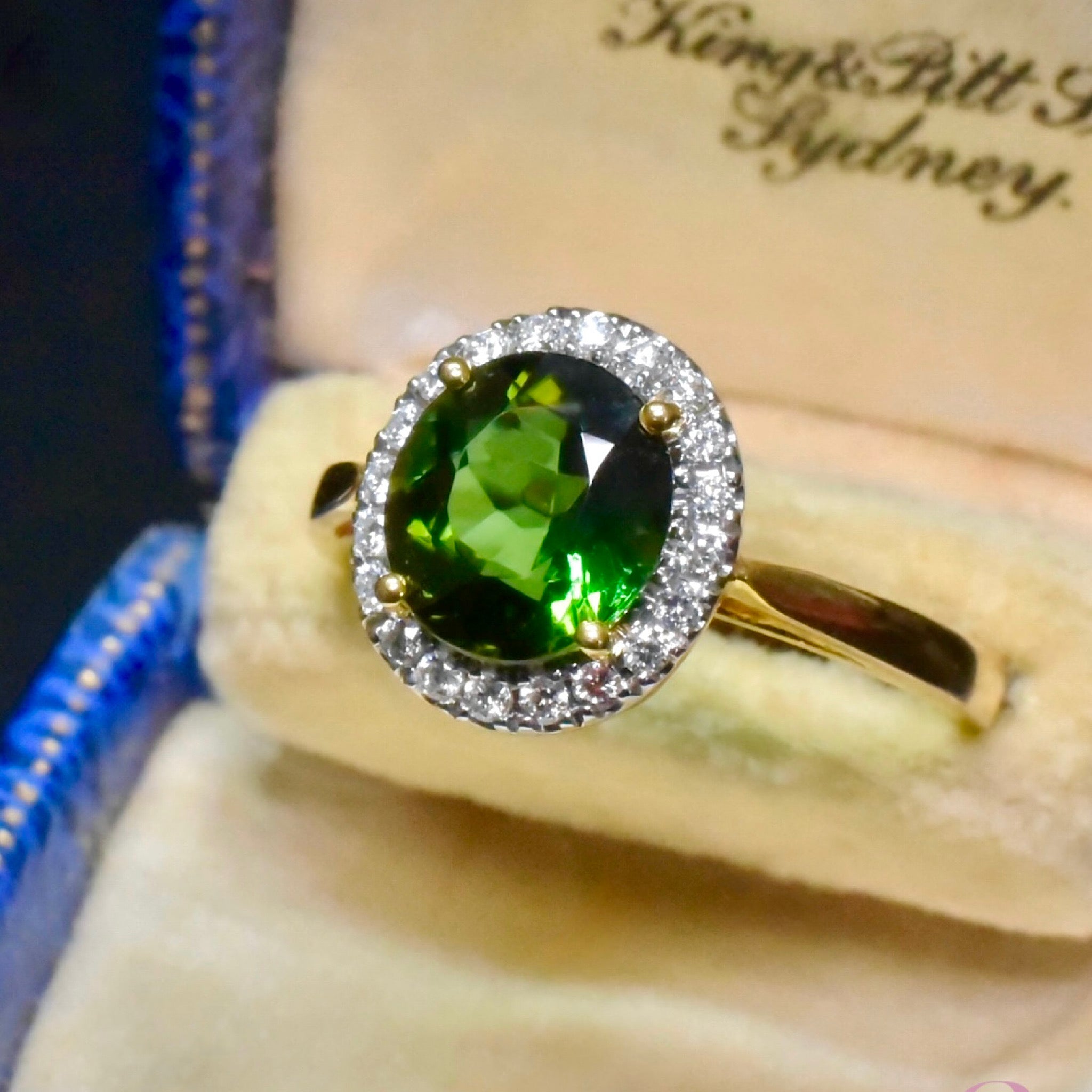 Superb 18ct Yellow Gold Tourmaline And Diamond Halo Ring Included in Purchase Valuation for $4500 AUD (2024)