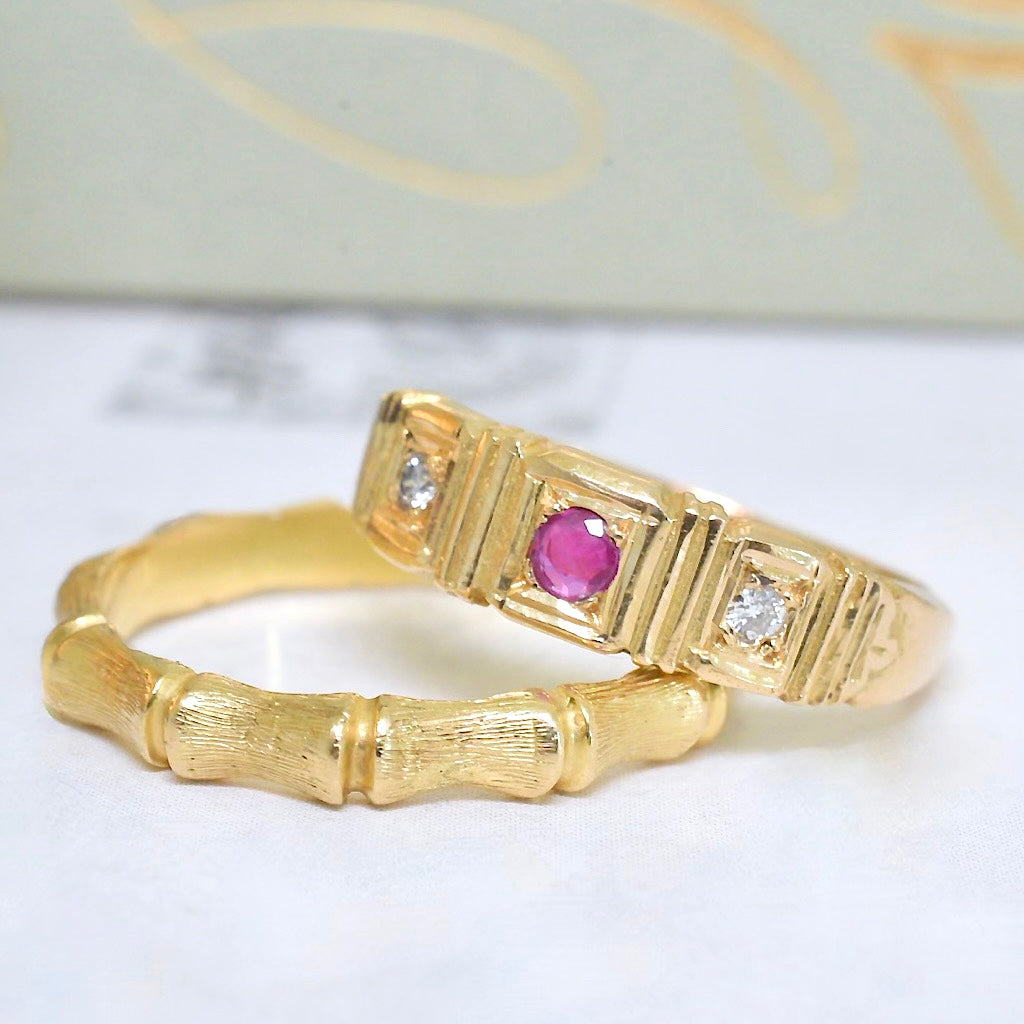 Modern 18ct Yellow Gold Ruby And Diamond Ring