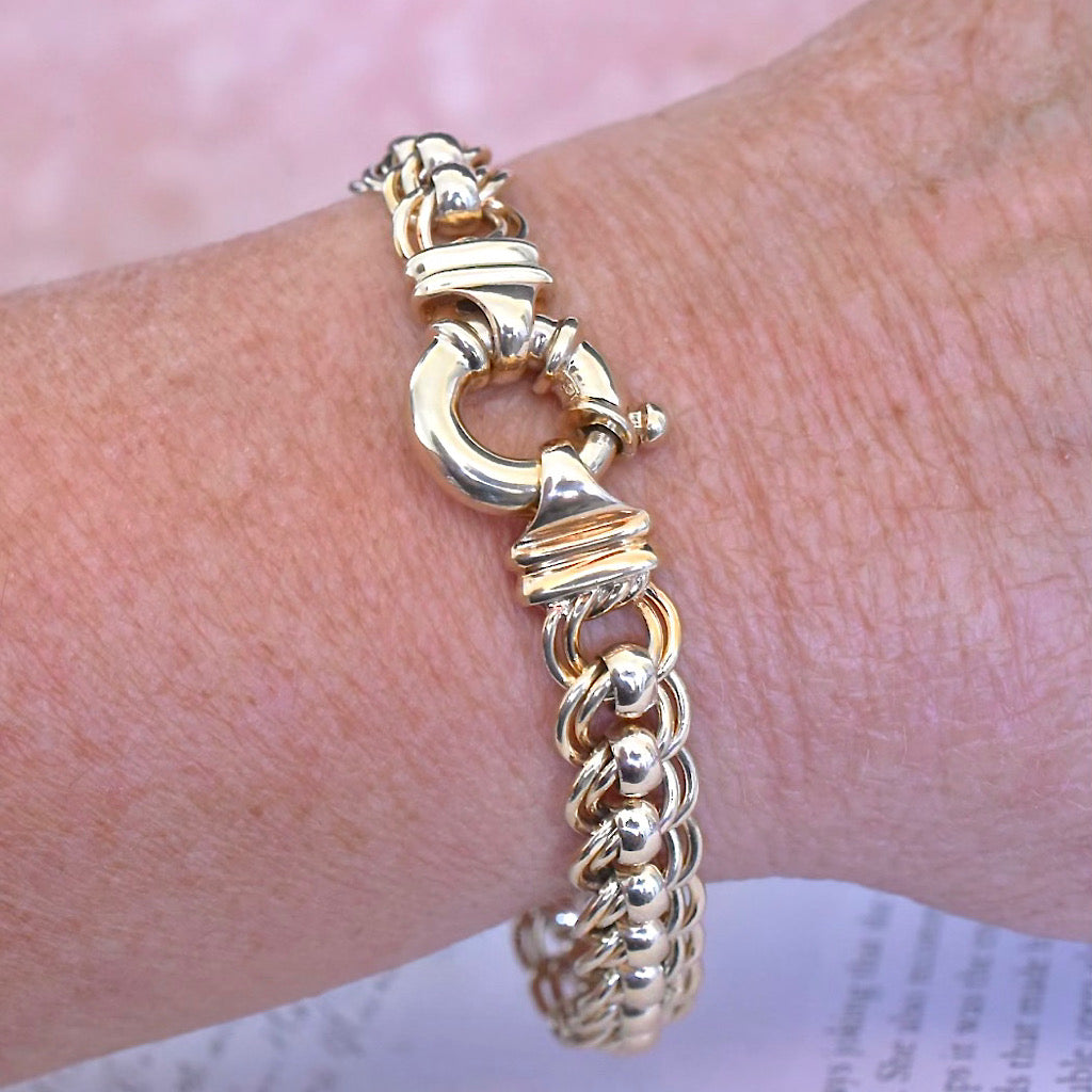 Stunning 9ct Yellow Gold Rollo Bracelet - 34 Grams