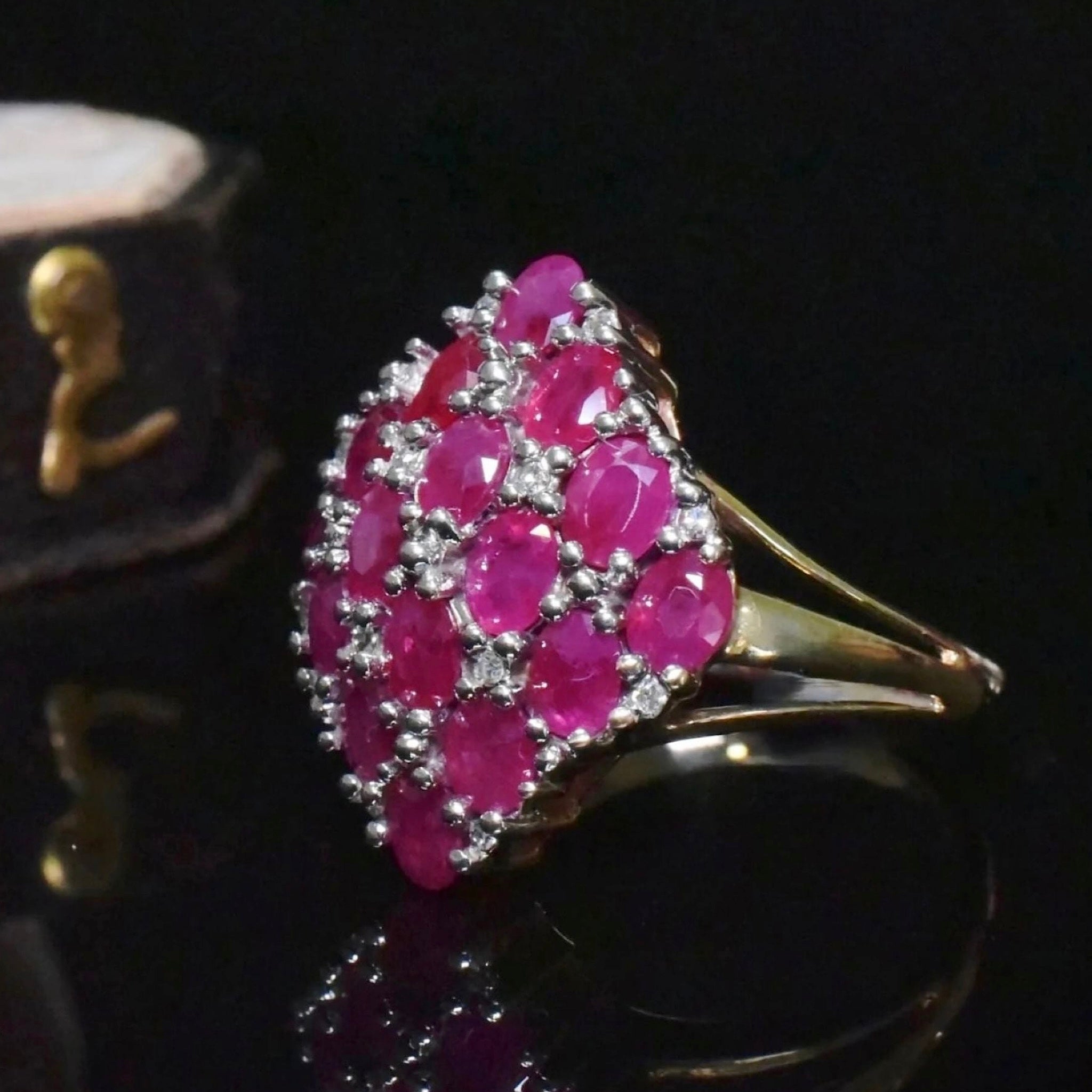 Contemporary 9ct Yellow Gold Ruby And Diamond Ring - Birmingham 2008