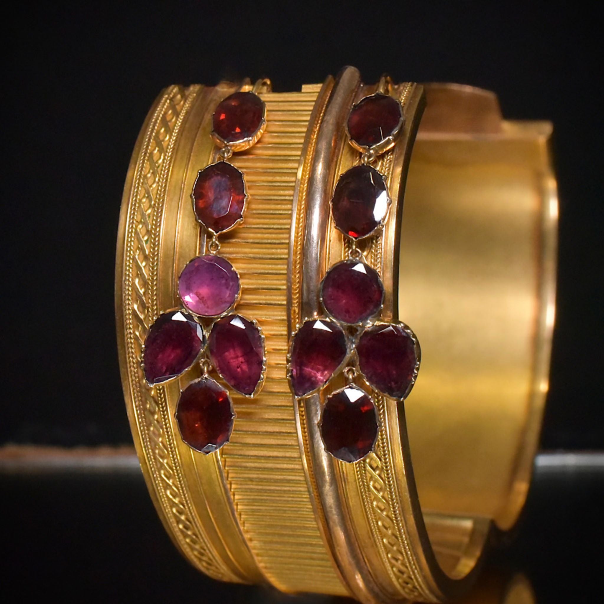 Antique Georgian 9ct Gold Garnet Drop Earrings Circa 1800-1820’s