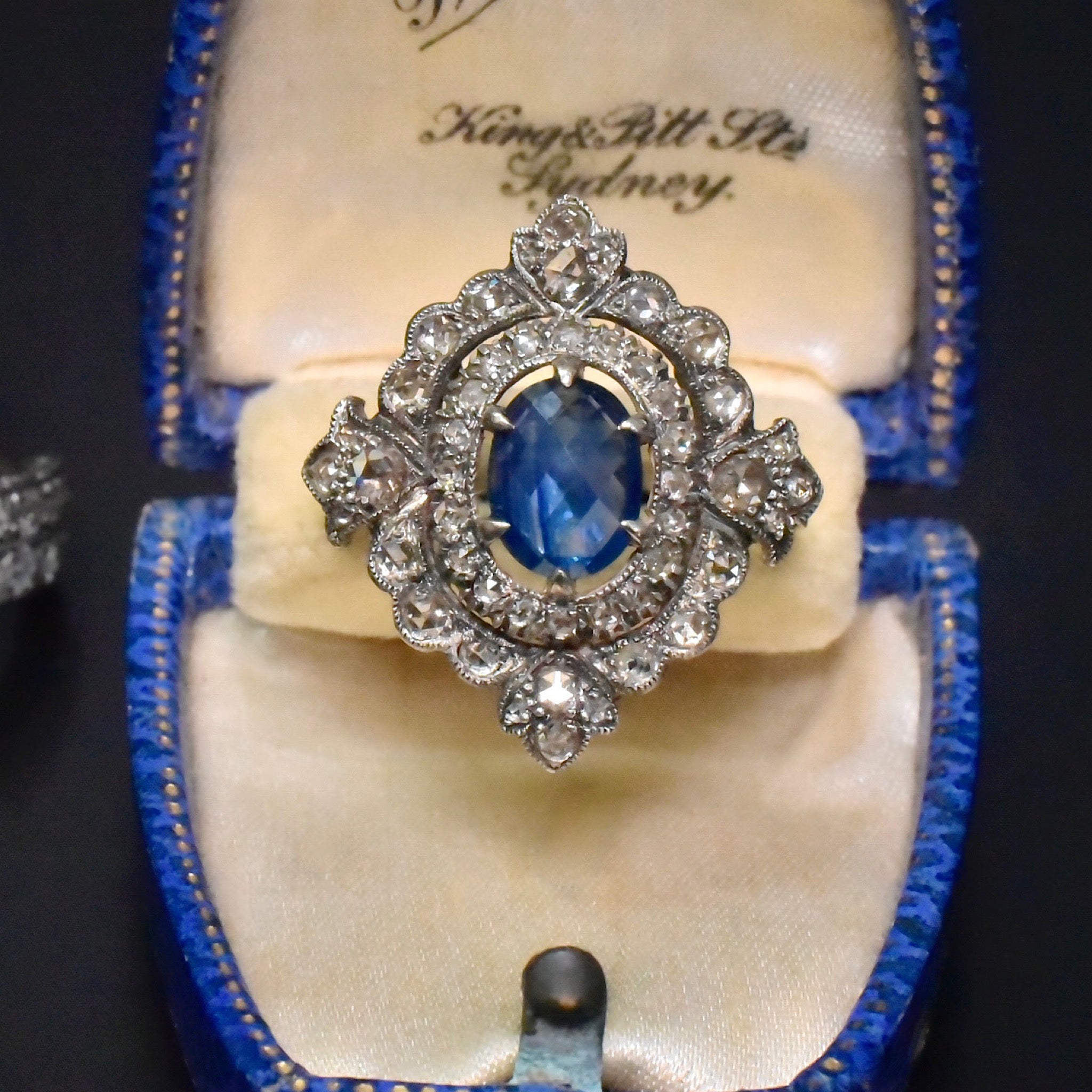 Superb 18ct Gold And Silver Sapphire And Diamond ‘Antique Style’ Ring