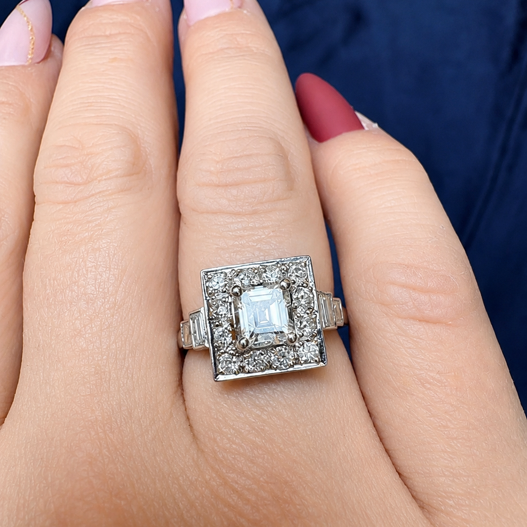 Superb Vintage 14ct White Gold Diamond Cluster 1.71 ct Ring Independent Gemmological Valuation for $11,615 AUD