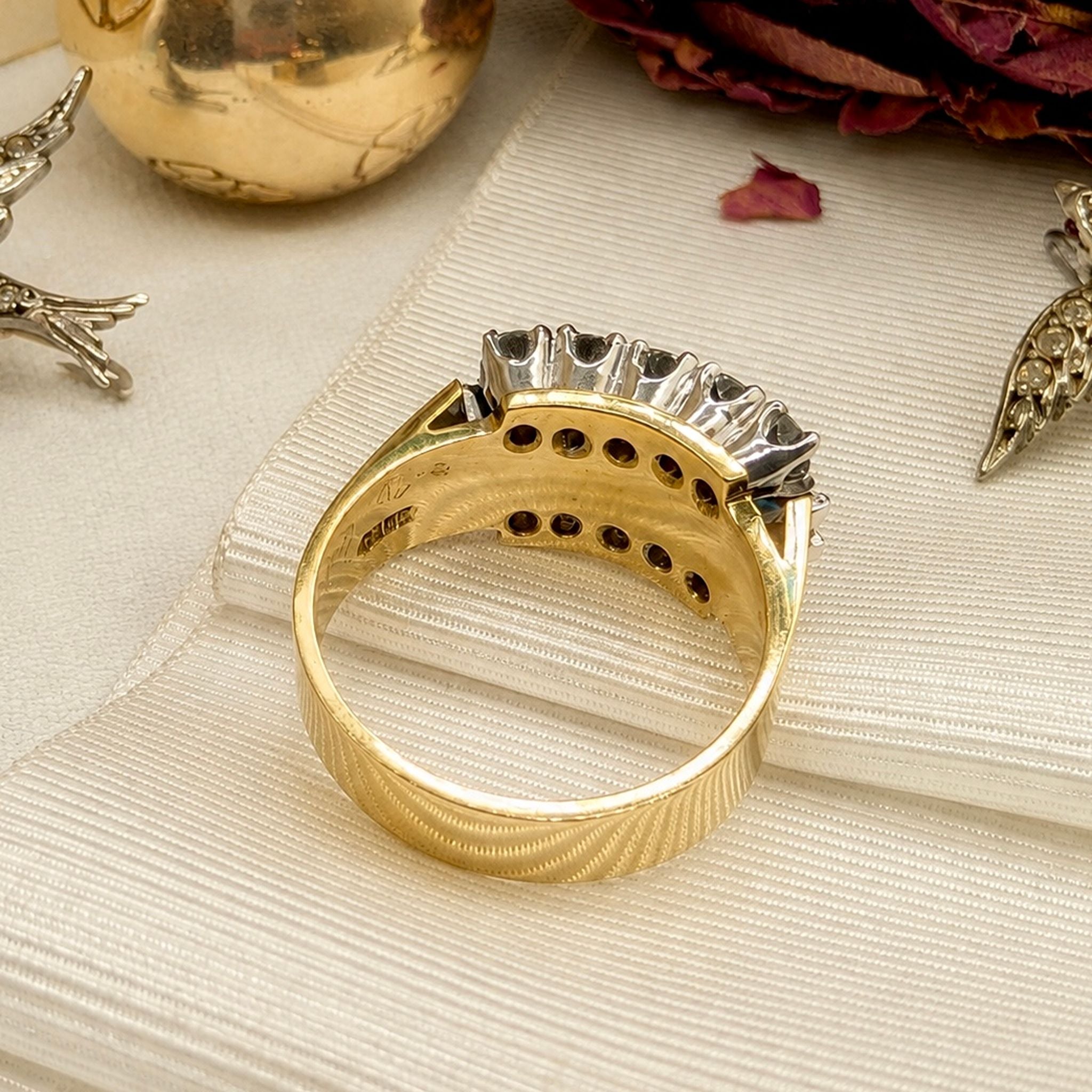Vintage 18ct Yellow Gold Sapphire and Diamond Multi Row Ring