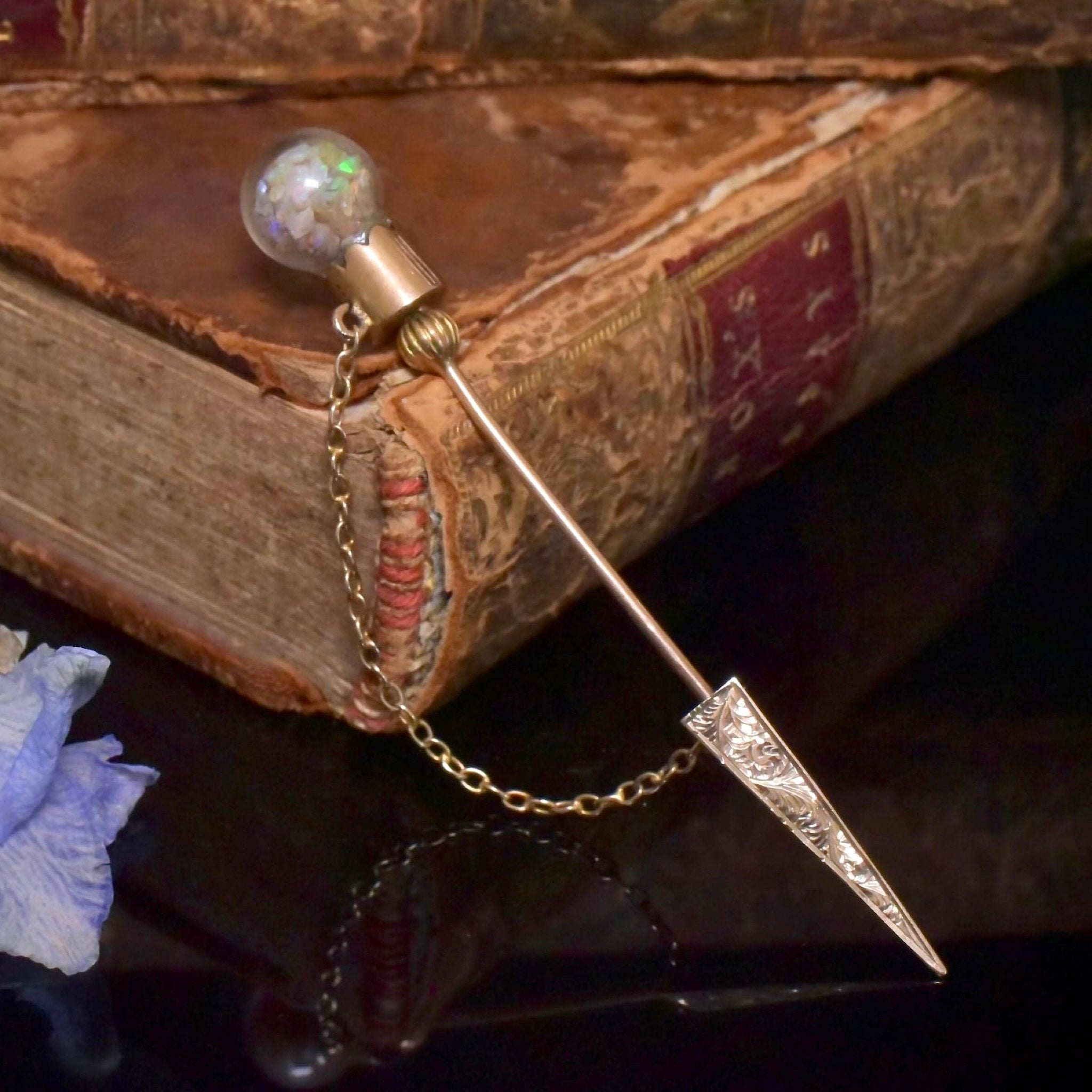 Antique Edwardian Australian 9ct Rose Gold Opal Specimen ‘Jabot’ Pin By Willis And Sons