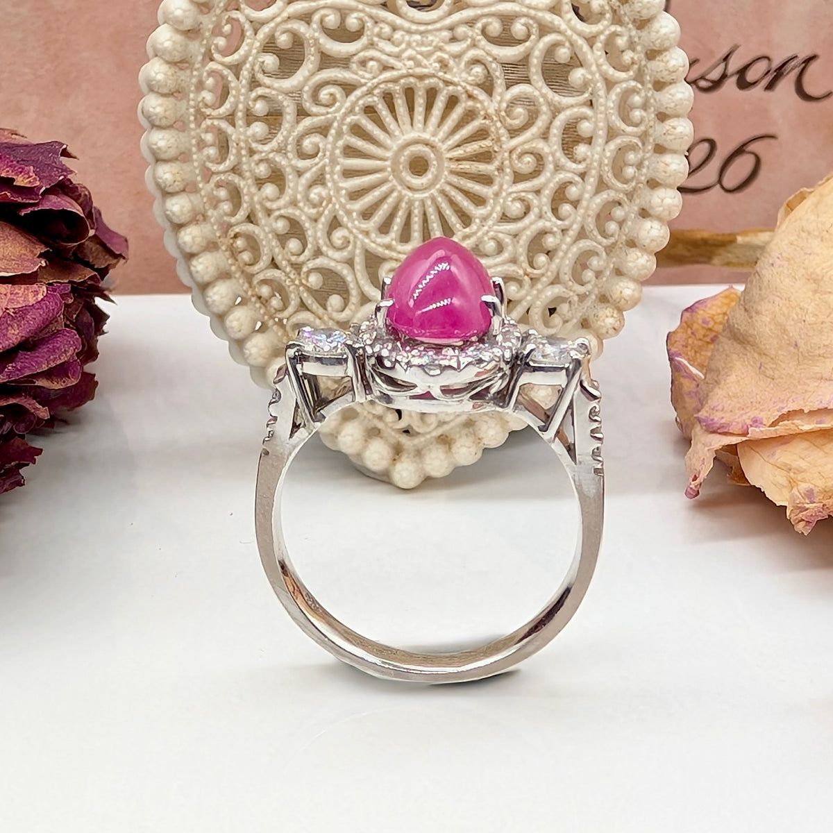 Superb 18ct White Gold Ruby And Diamond Ring Valuation Included In Purchase For $12,030 AUD