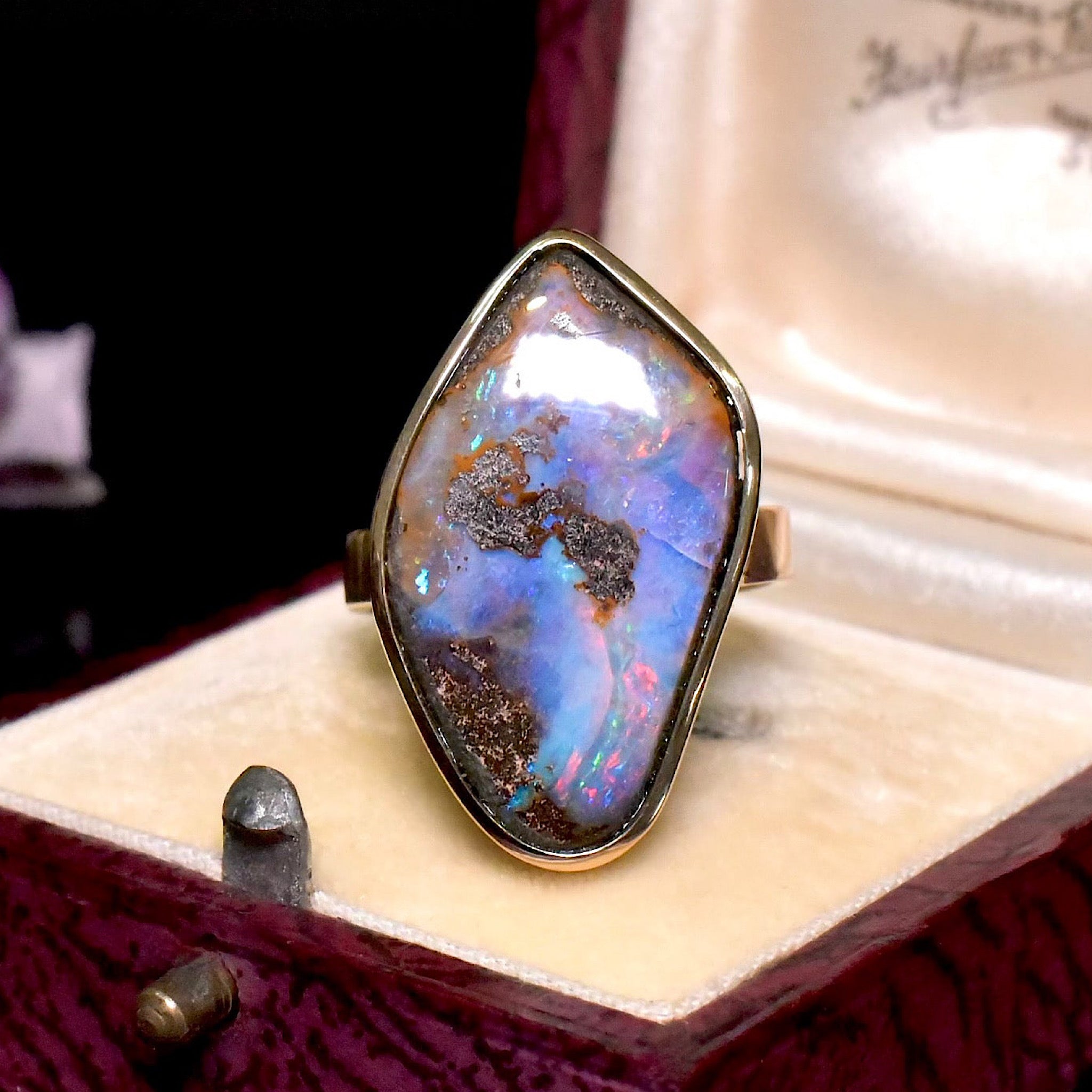 Contemporary 9ct Yellow Gold Freeform Boulder Opal Ring