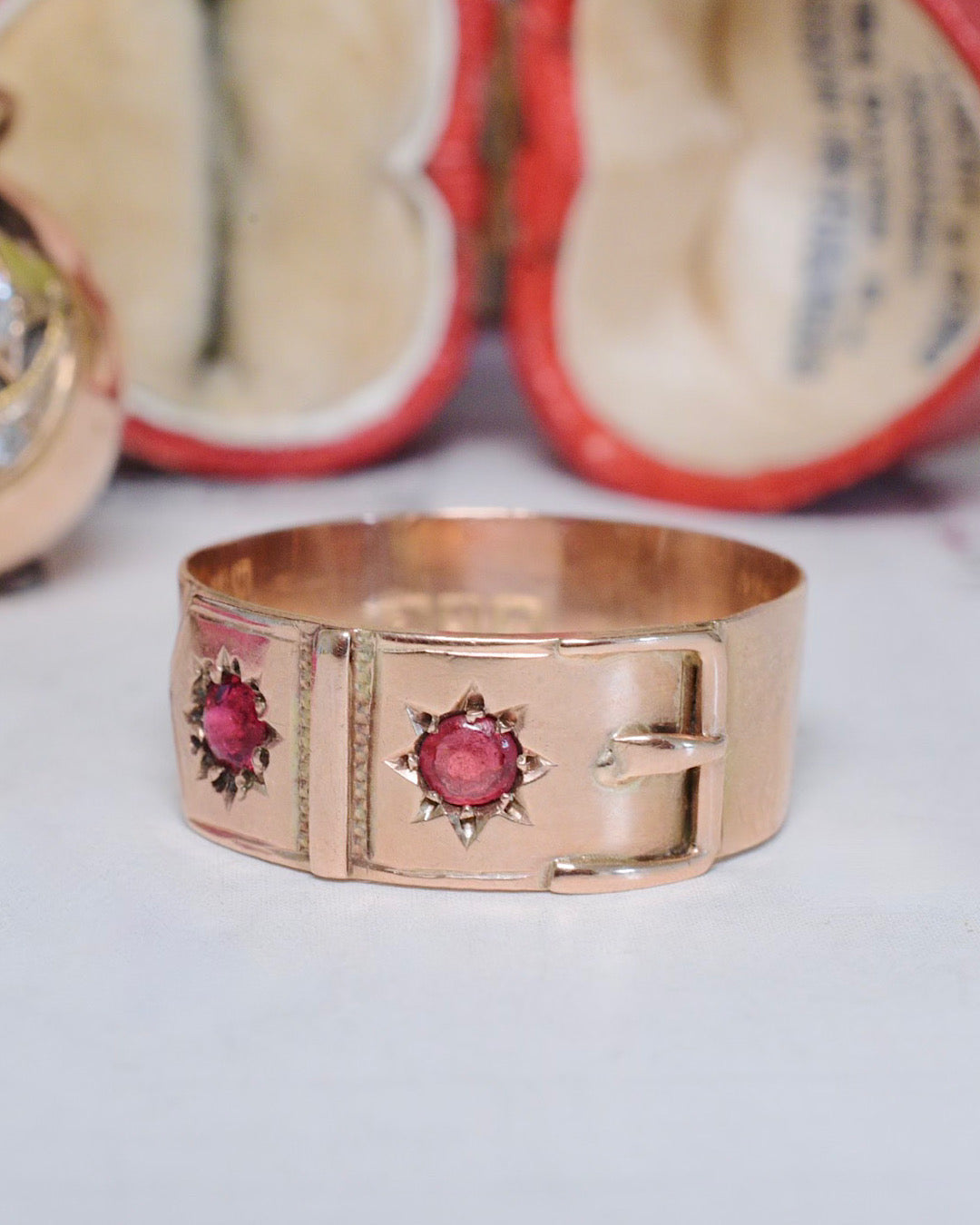 Antique Australian 9ct Rose Gold Garnet Doublet Ring By Willis and Sons Circa 1910