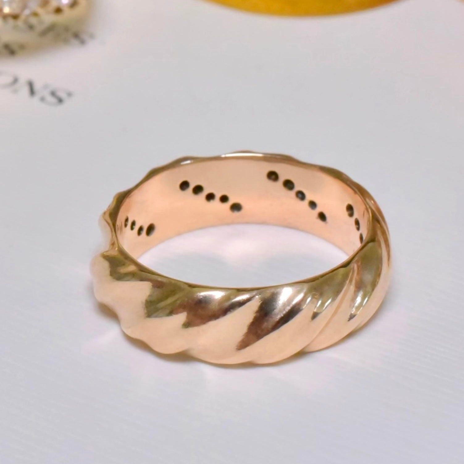 Modern 9ct Yellow Gold And Diamond Wide Band