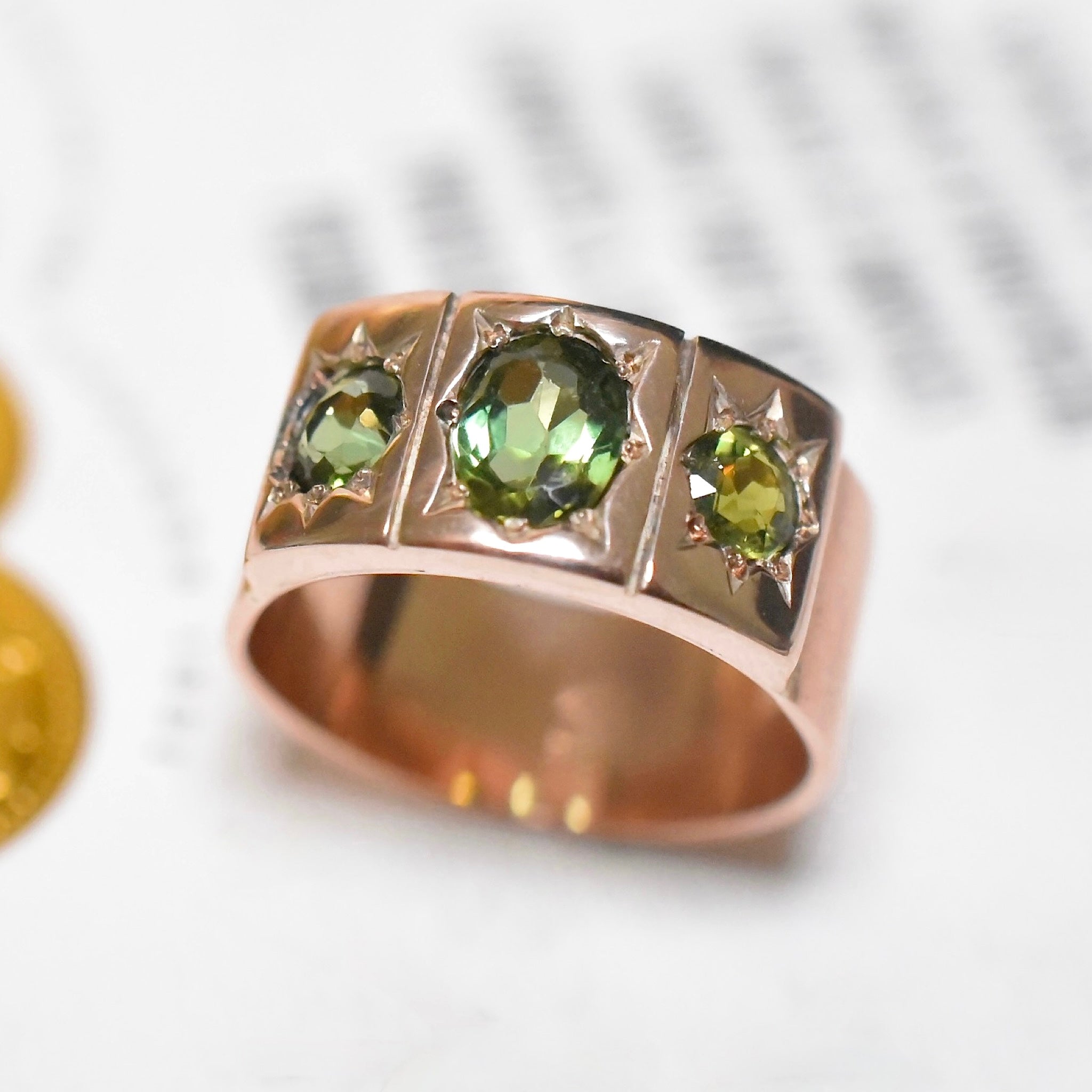 Modern ‘Antique Style’ 9ct Rose Gold Tourmaline ‘Cigar’ Band (Included In Purchase Valuation For $5,750 AUD