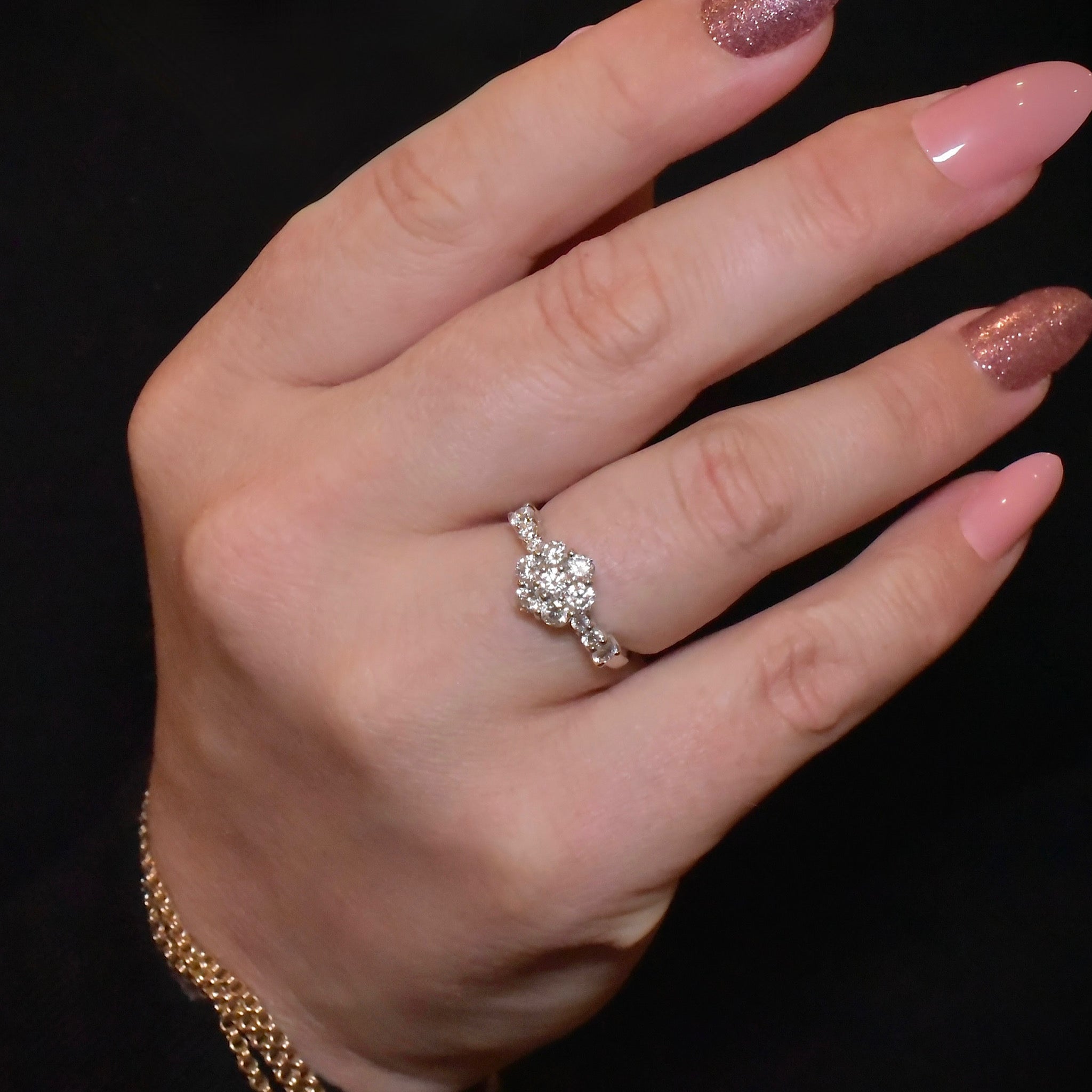 Contemporary 18ct White Gold And Diamond ‘Daisy’ Cluster Ring - 0.85ct