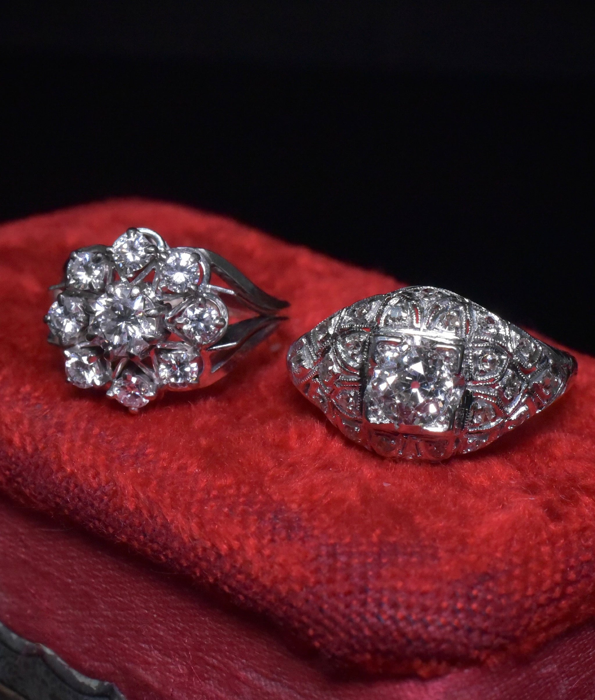 Vintage 18ct White Gold Diamond ‘Daisy’ Halo Cluster Circa 1940’s - 0.92ct
