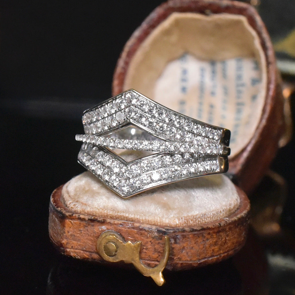 Modern 18ct White Gold And Diamond ‘Chevron’ Ring - 0.71ct