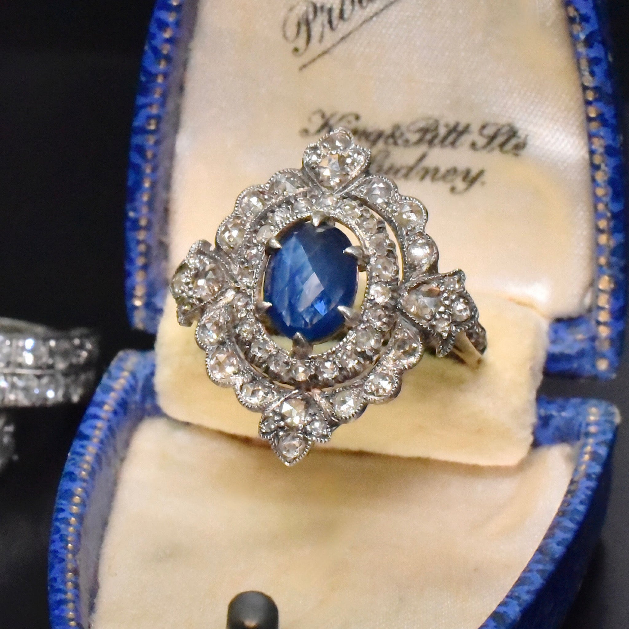 Superb 18ct Gold And Silver Sapphire And Diamond ‘Antique Style’ Ring