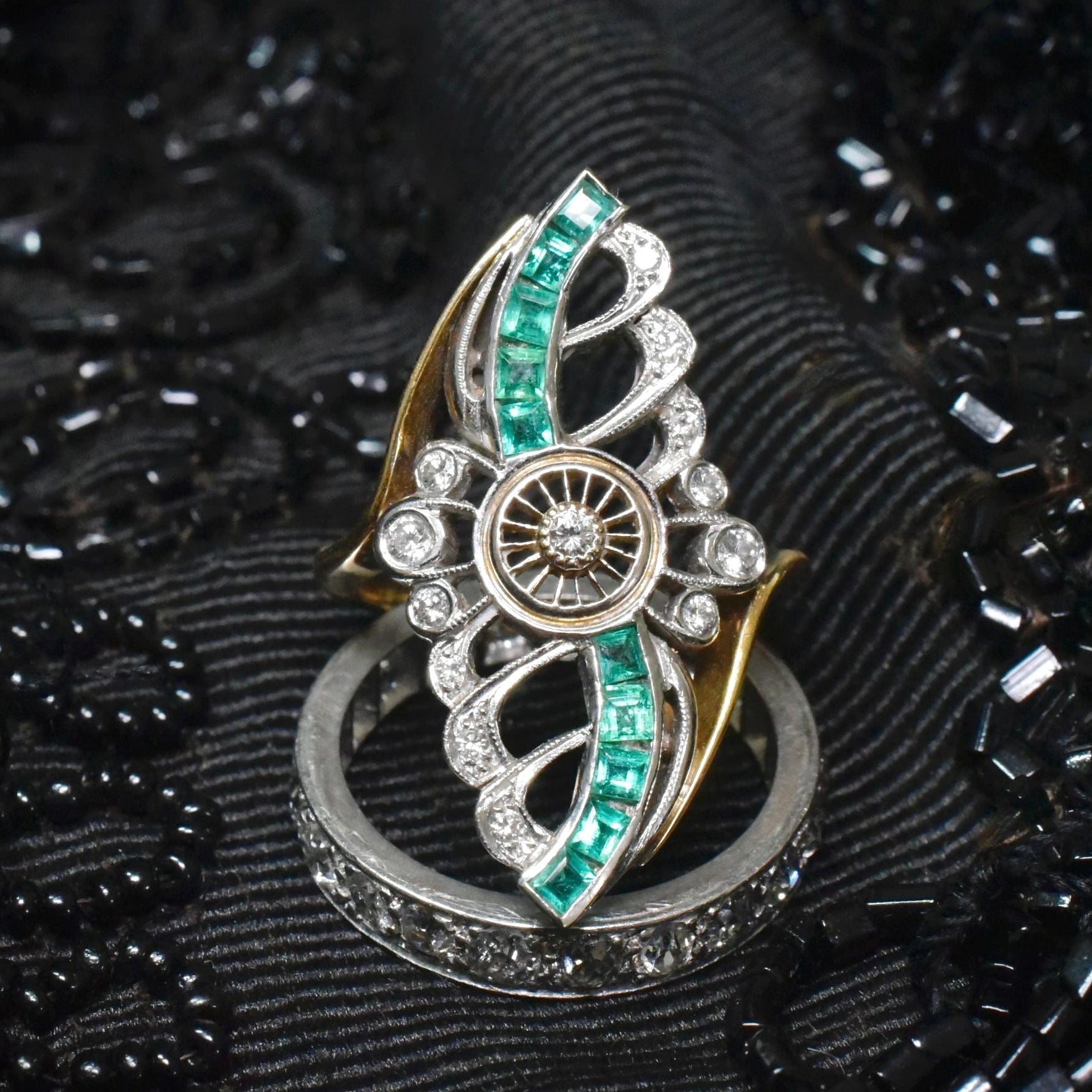 Superb Contemporary 18ct Yellow (And White) Gold Emerald And Diamond Ring Included In Purchase A 2020 NCJV Valuation For $7,700 AUD