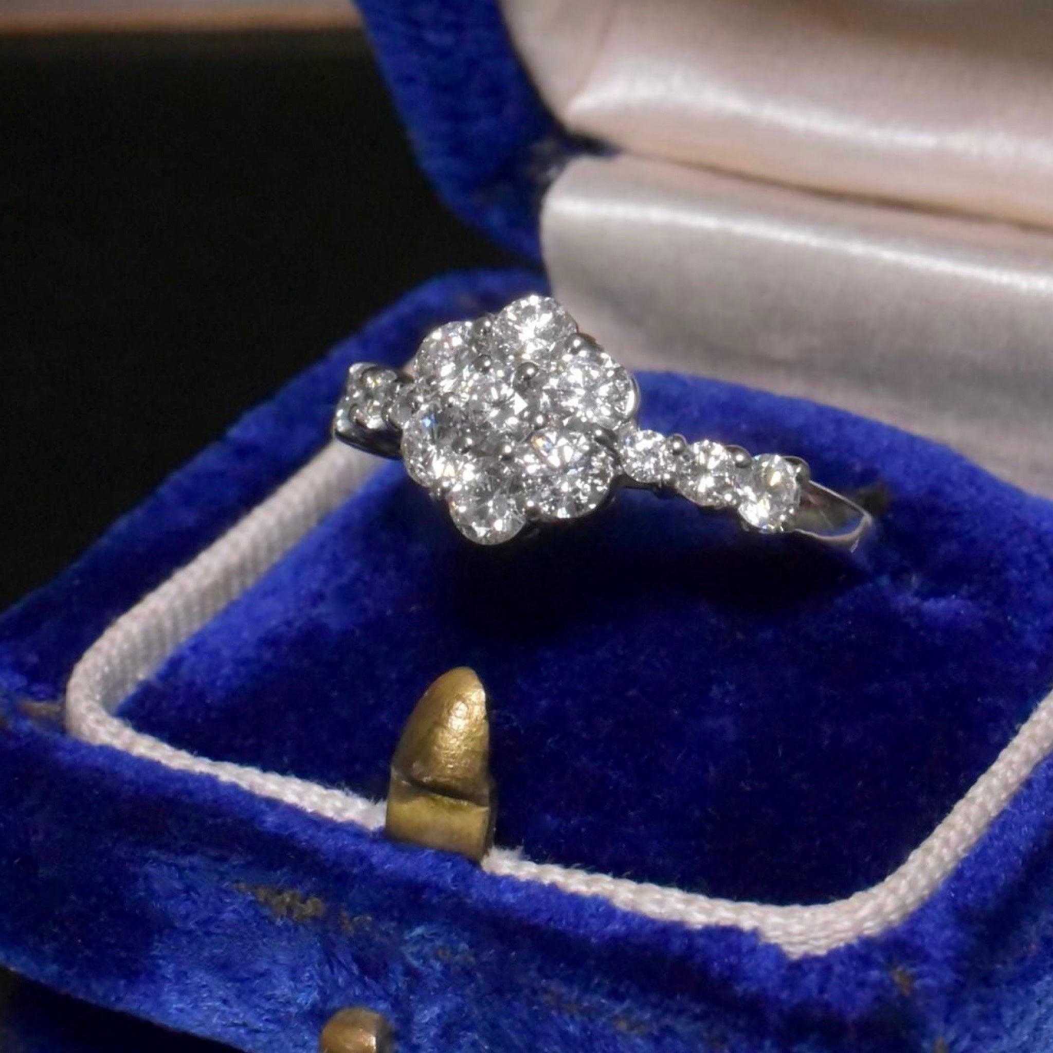 Contemporary 18ct White Gold And Diamond ‘Daisy’ Cluster Ring - 0.85ct