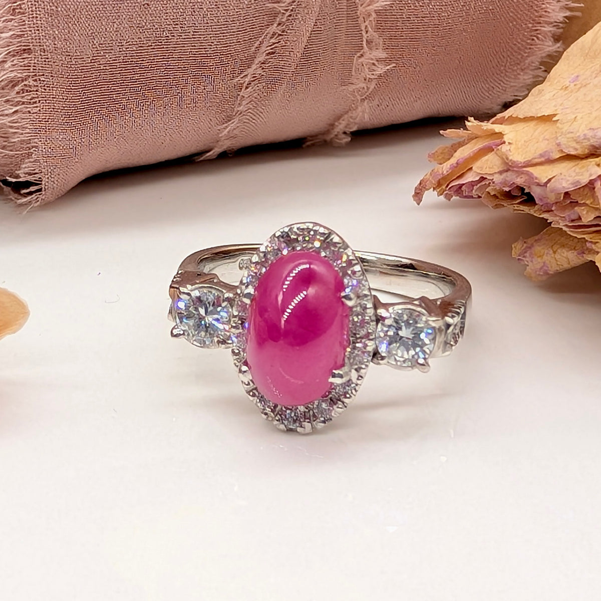 Superb 18ct White Gold Ruby And Diamond Ring Valuation Included In Purchase For $12,030 AUD