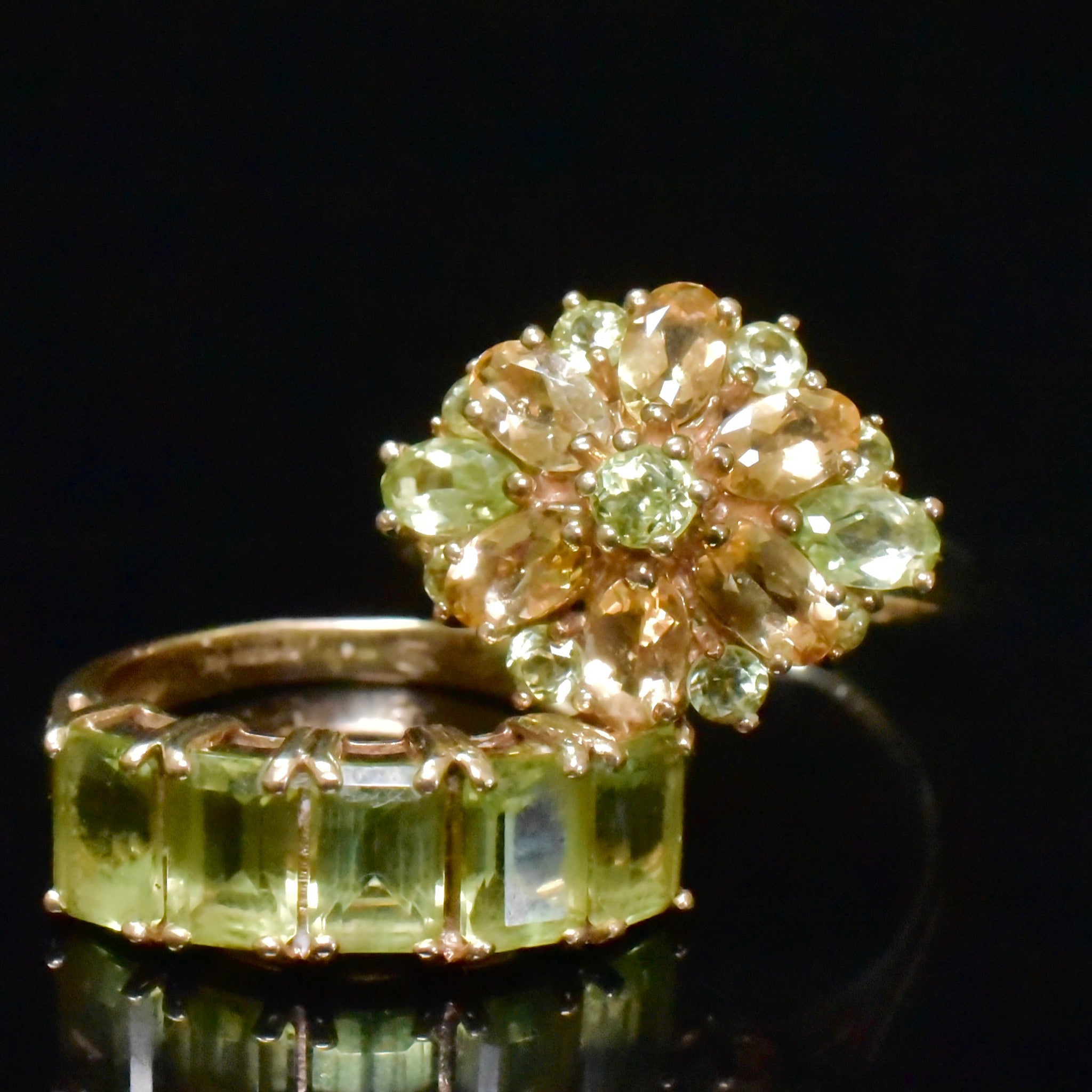 Contemporary 9ct Yellow Gold Peridot And Citrine Ring - Birmingham 2007