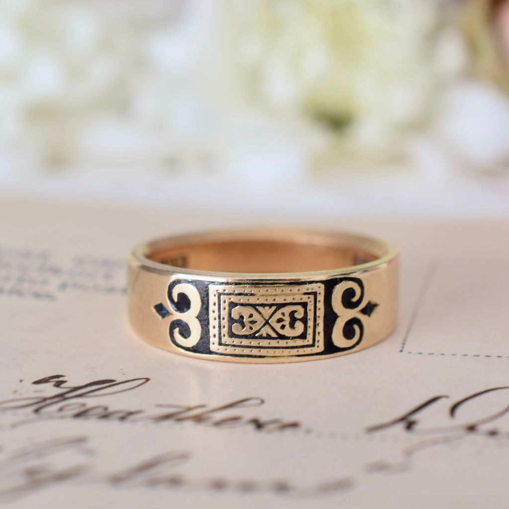 Antique Australian 18ct Gold And Enamel Ring By ‘Wendts’  Circa 1890